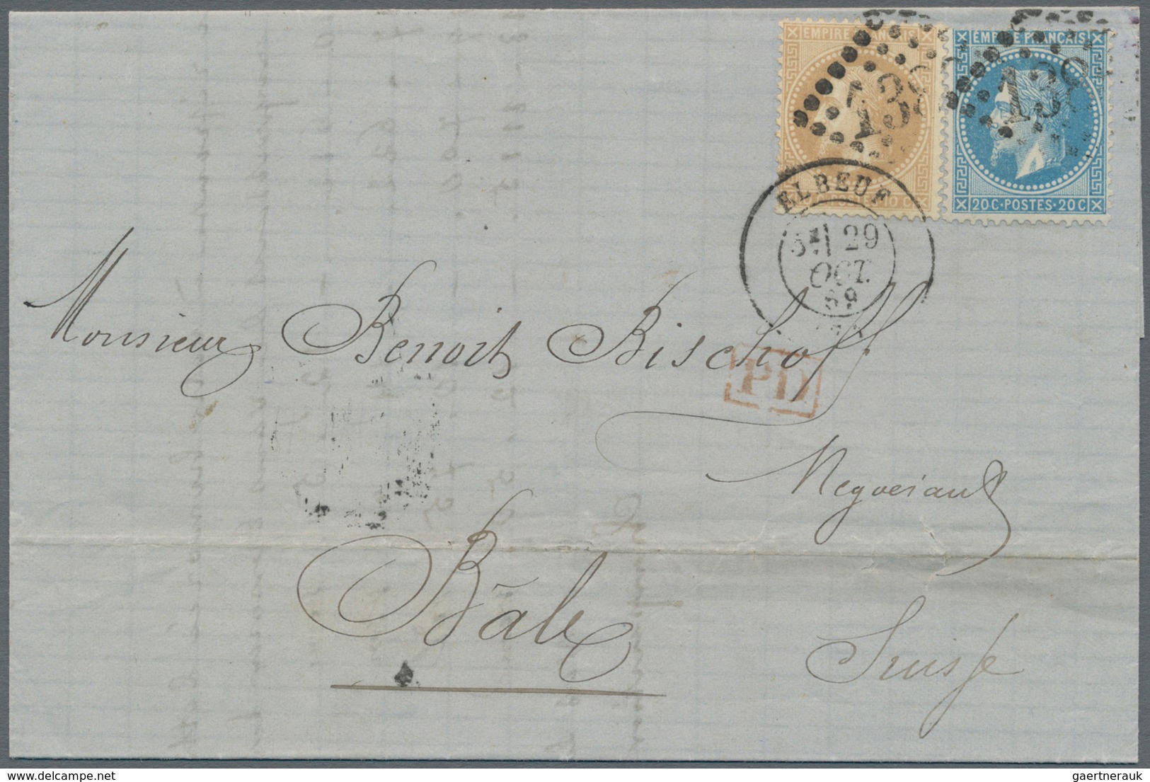 Frankreich: 1853/1869, Napoleon, Lot With 3 Covers, Comprising 2 X 40 C Orange On Entire Letter From - Lettres & Documents