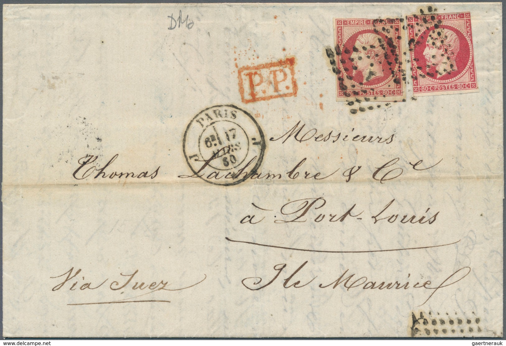 Frankreich: 1853/1860, 80 C Carmine Napoleon III, Two Singles (touched/cut Into To Huge Margins), Ti - Covers & Documents