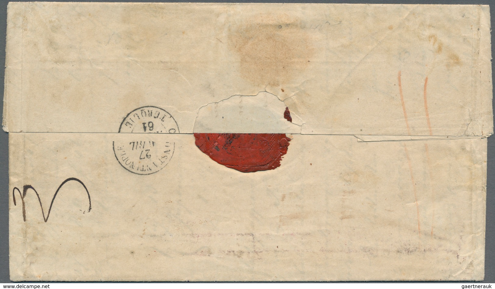 Frankreich: 1853/1861: 80 C Carmine, Horizontal Strip Of Eight, Two Stamp Slighty Touched, Together - Covers & Documents