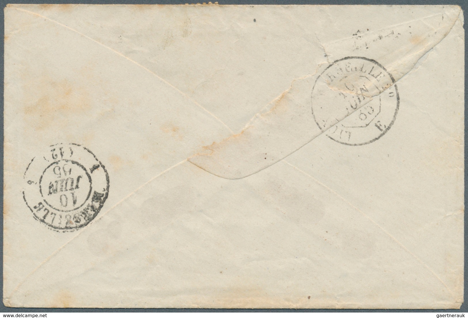 Frankreich: 1865. Envelope Addressed To Poulo Penang, Malacca Bearing French Napoleon Yvert 21, 10c - Covers & Documents