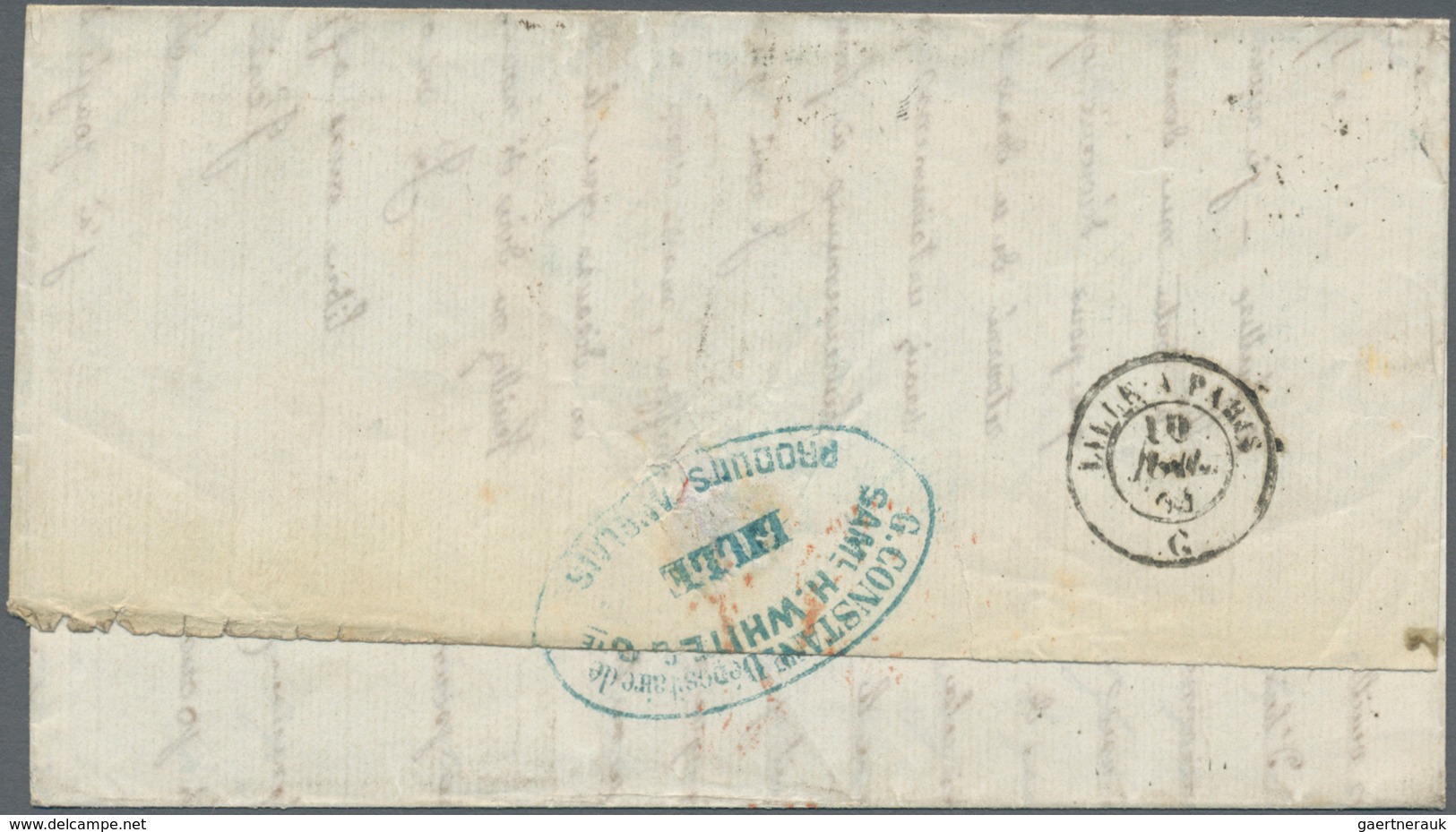 Frankreich: 1862/1864. 20 C Blue, Horizontal Strip Of Four, Annullated By Dotted Numeral 2046, Cds L - Covers & Documents