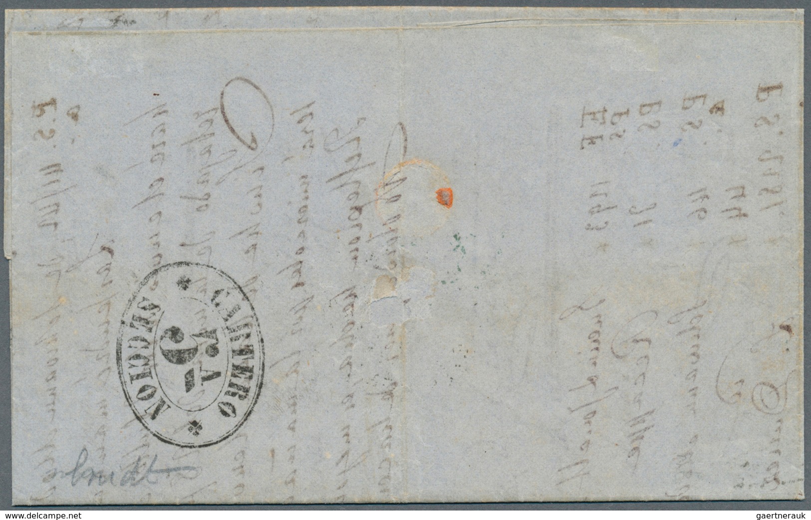 Frankreich: 1865, 40c. Orange "Empire Dt", Single Franking On Lettersheet From Marseille To Barcelon - Covers & Documents