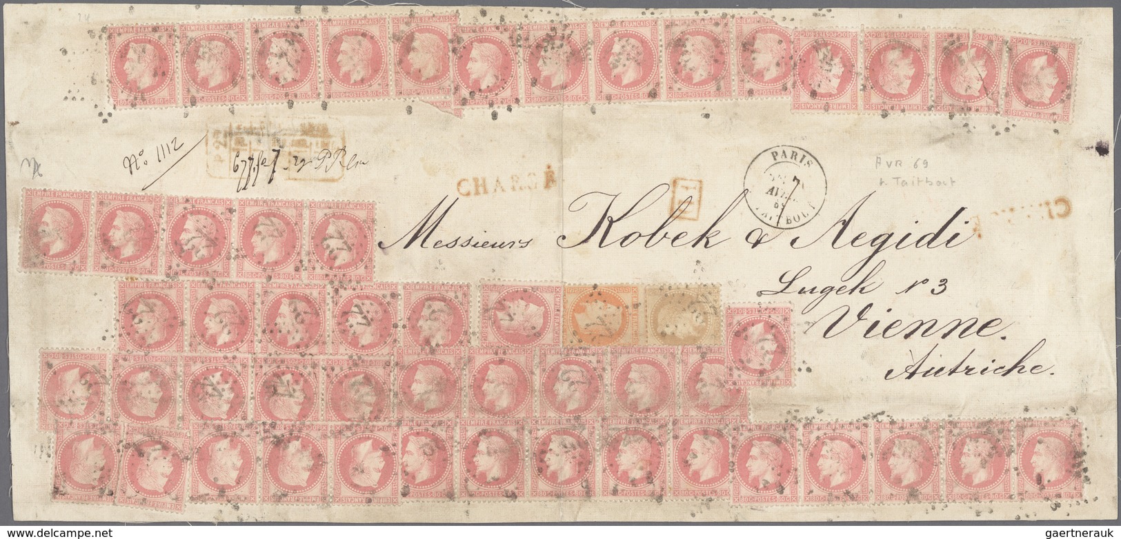 Frankreich: 1862, Large Piece Of An Registered Envelope With Very High Franking Of 41,30 Franc Repre - Covers & Documents