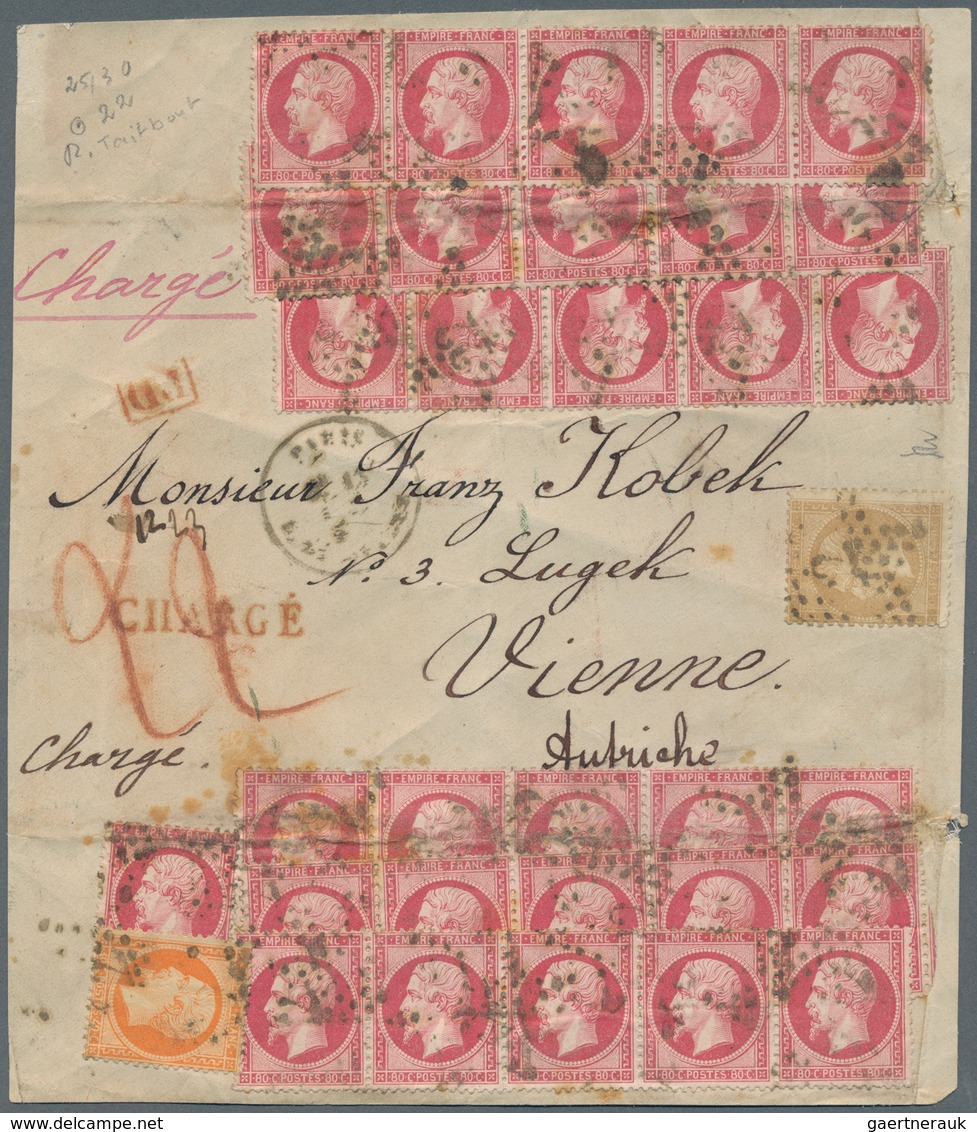 Frankreich: 1862, Large Piece Of An Registered Envelope With Very High Franking Of 25,30 Franc Repre - Covers & Documents