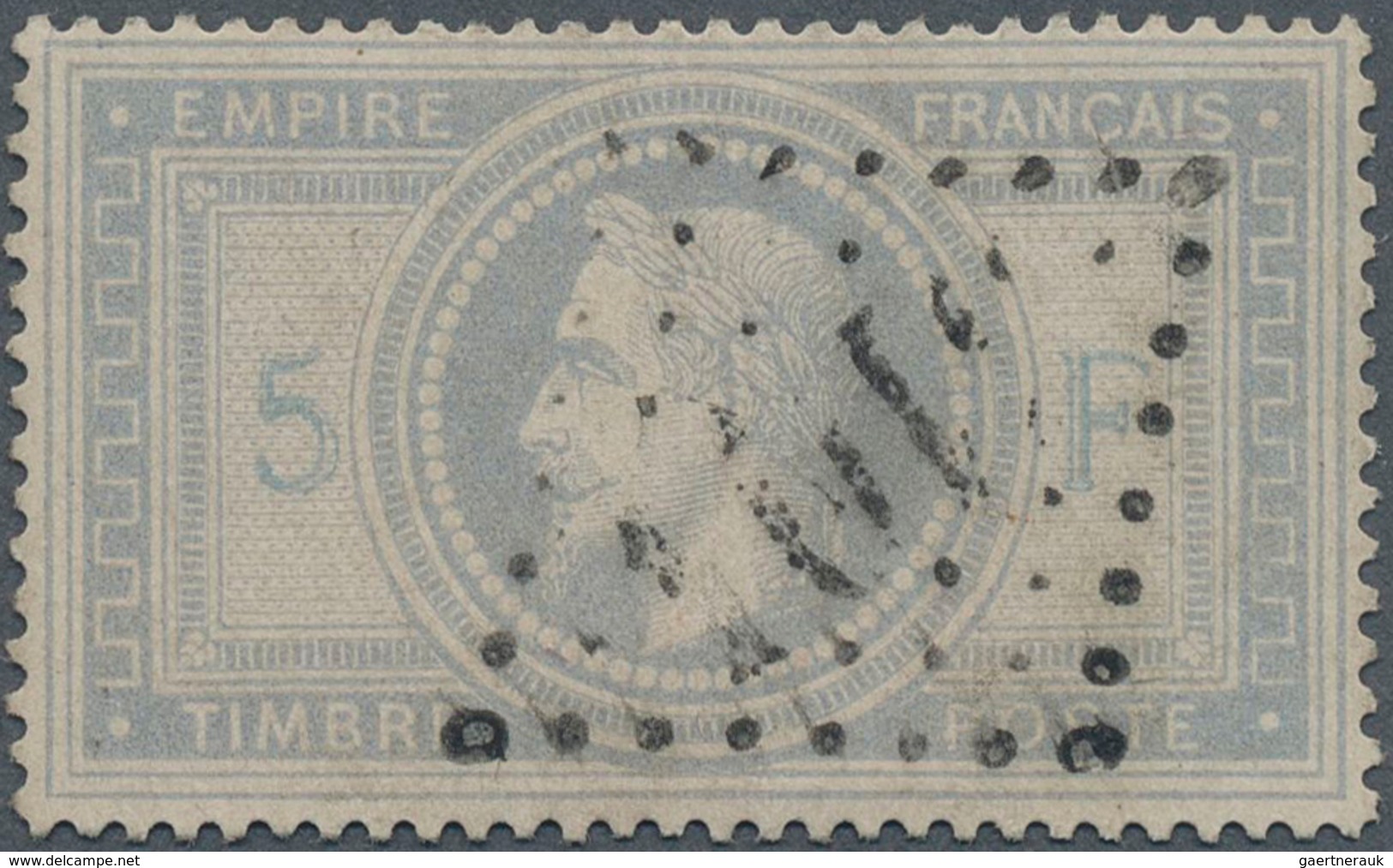 Frankreich: 1869, Napoleon 5 Fr. Grey Stamp Fresh And Well Perforated, Used, Signed Brun, (Mi€1.000, - Covers & Documents