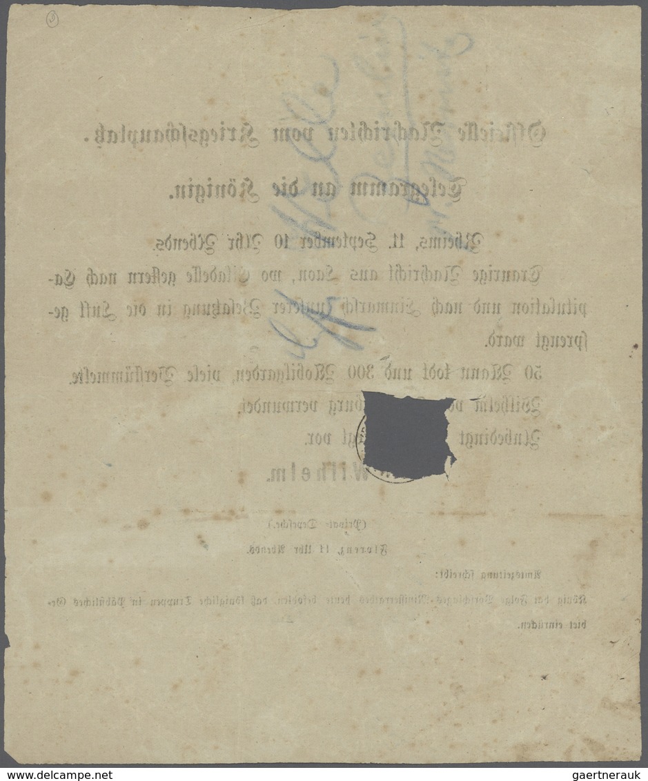 Frankreich: 1870: "Offizielle Nachrichten Vom Kriegsschauplatz" Abdruck (zur Information Der Soldate - Covers & Documents