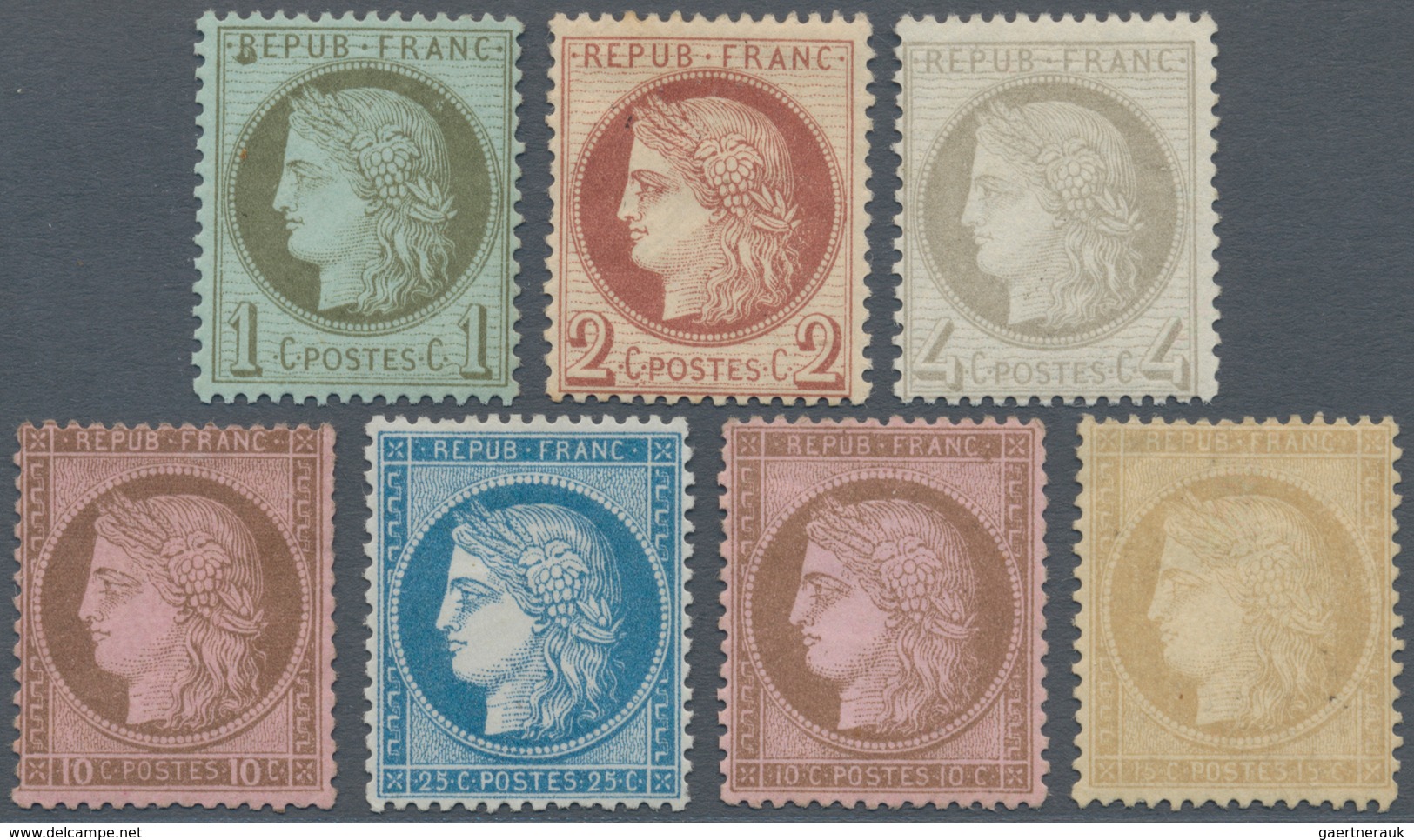 Frankreich: 1871, Postage Ceres, Seven Mint Values, Partly Signed. - Covers & Documents