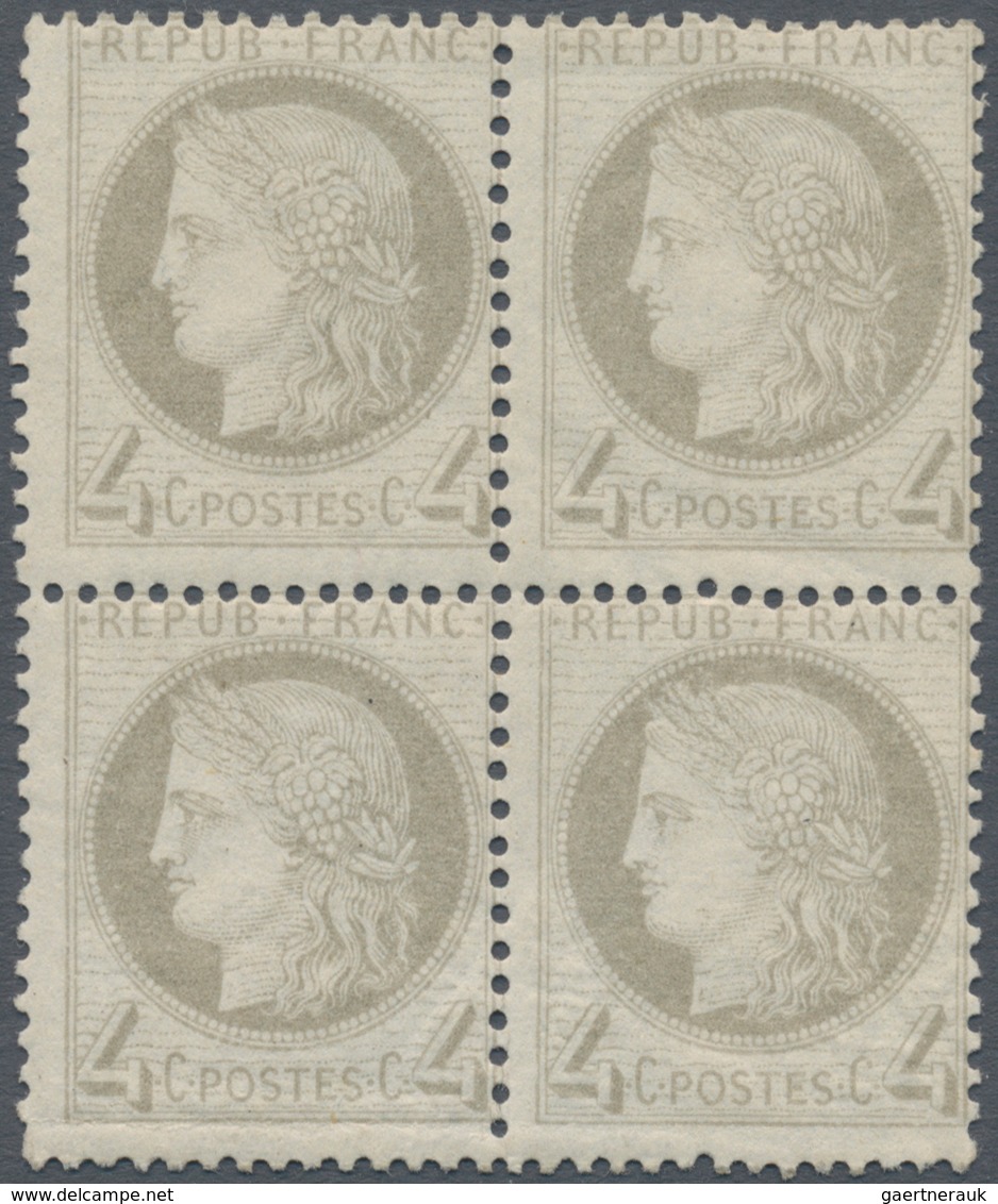 Frankreich: 1872, Ceres 4c. Grey, Block Of Four, Fresh Colour And Well Perforated, Mint O.g. Previou - Covers & Documents