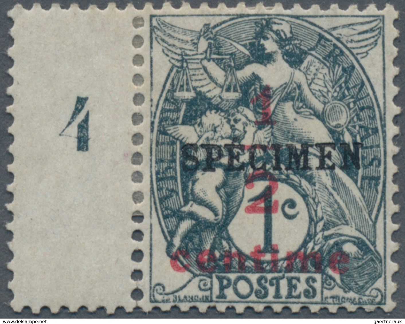 Frankreich: 1919, 1/2 C. On 1 C. Greenish Black, GC Paper, Overprint "SPECIMEN", Mint, Signed. Calve - Covers & Documents