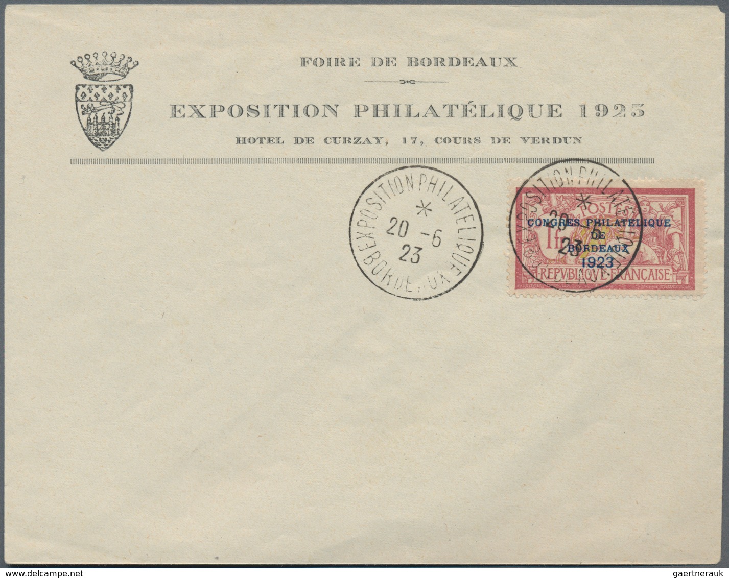 Frankreich: 1923, Zentriertes Luxusstück Mit 1 Fr. Und Glasklarem SST "EXPOSITION PHILATLIQUE 1925" - Covers & Documents