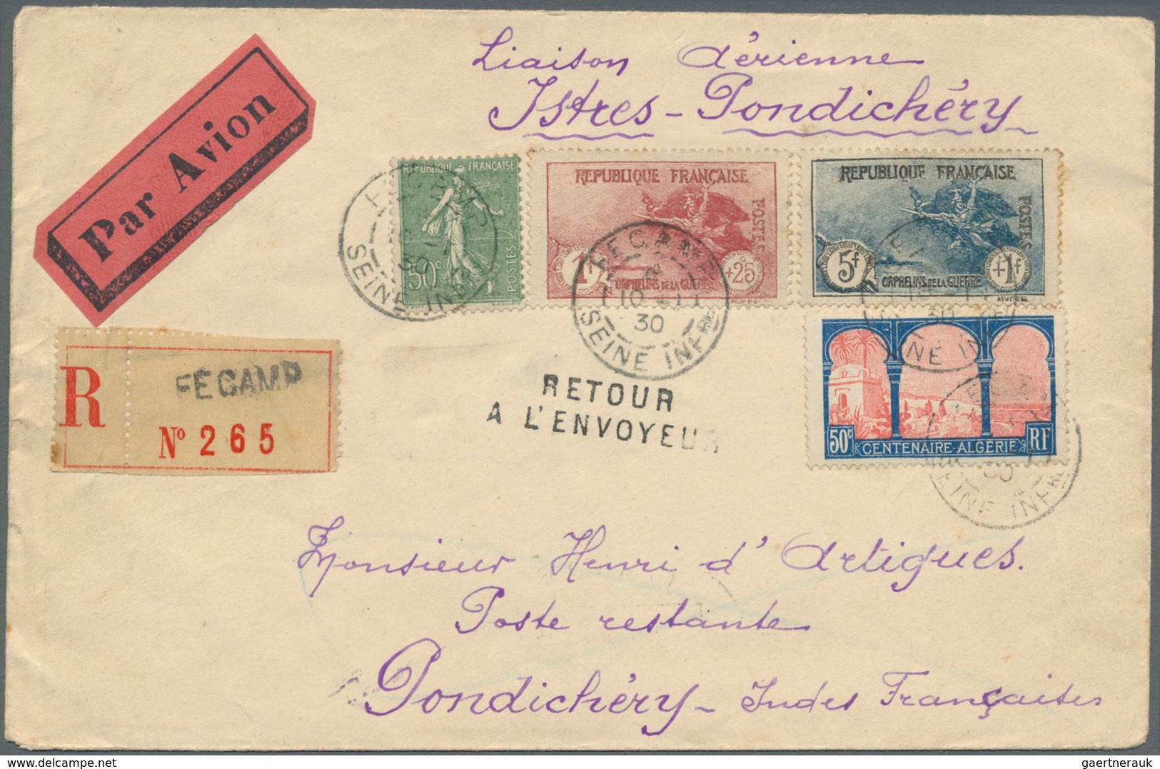 Frankreich: 1926, War Orphans 5 Fr.+1 Fr. Black Blue And 1 Fr.+25 C. Carmin And Additional Franking - Covers & Documents