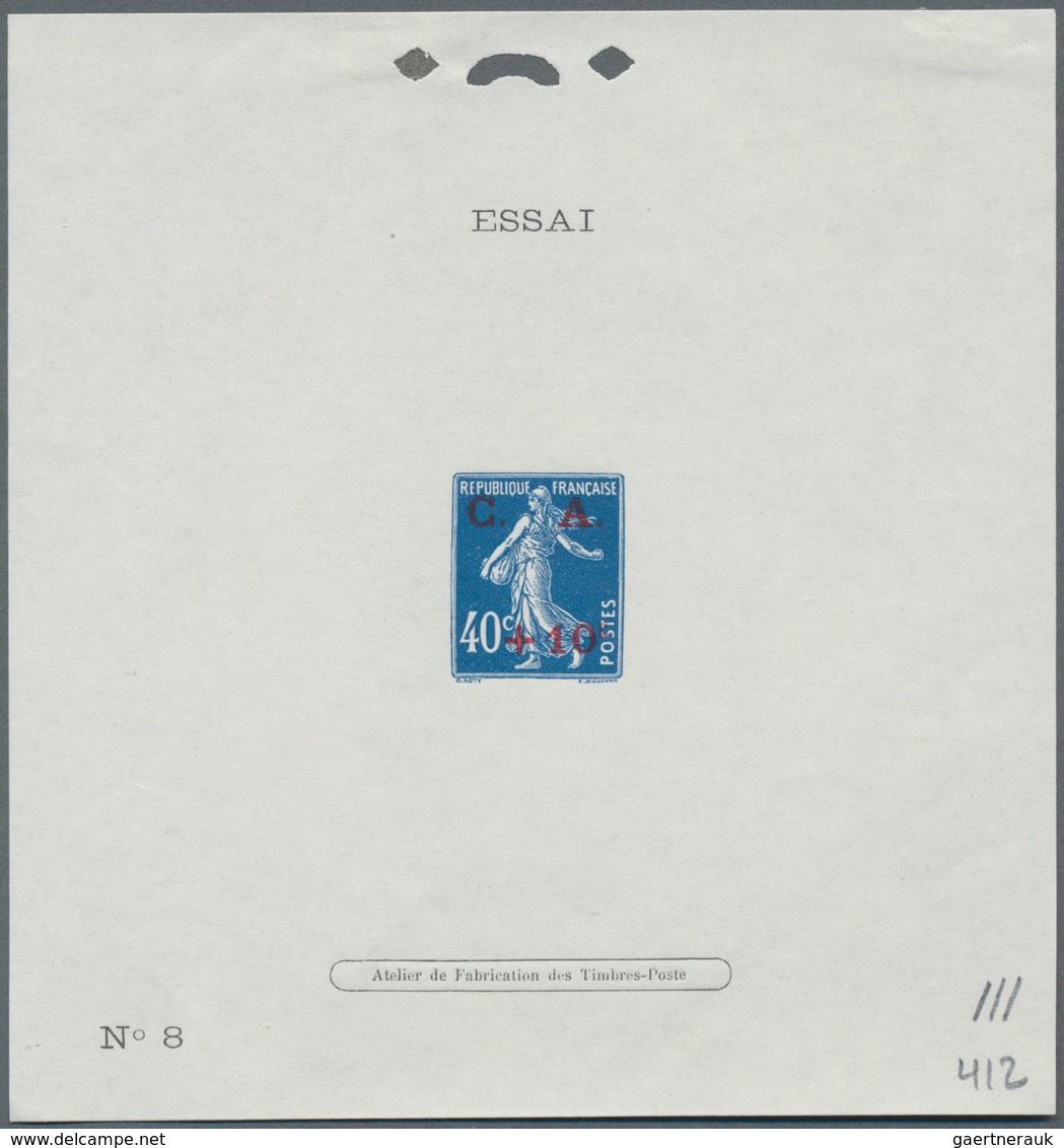 Frankreich: 1927, National Debt Fund, Complete Set Of Three Values Each As Essai (numbered Epreuve D - Covers & Documents