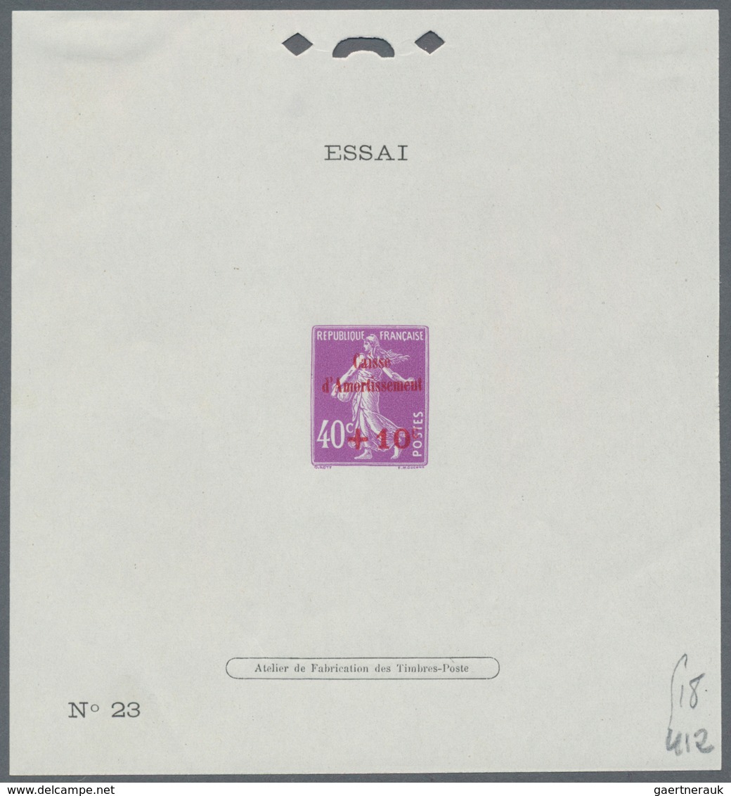 Frankreich: 1927, National Debt Fund, Complete Set Of Three Values Each As Essai (numbered Epreuve D - Covers & Documents