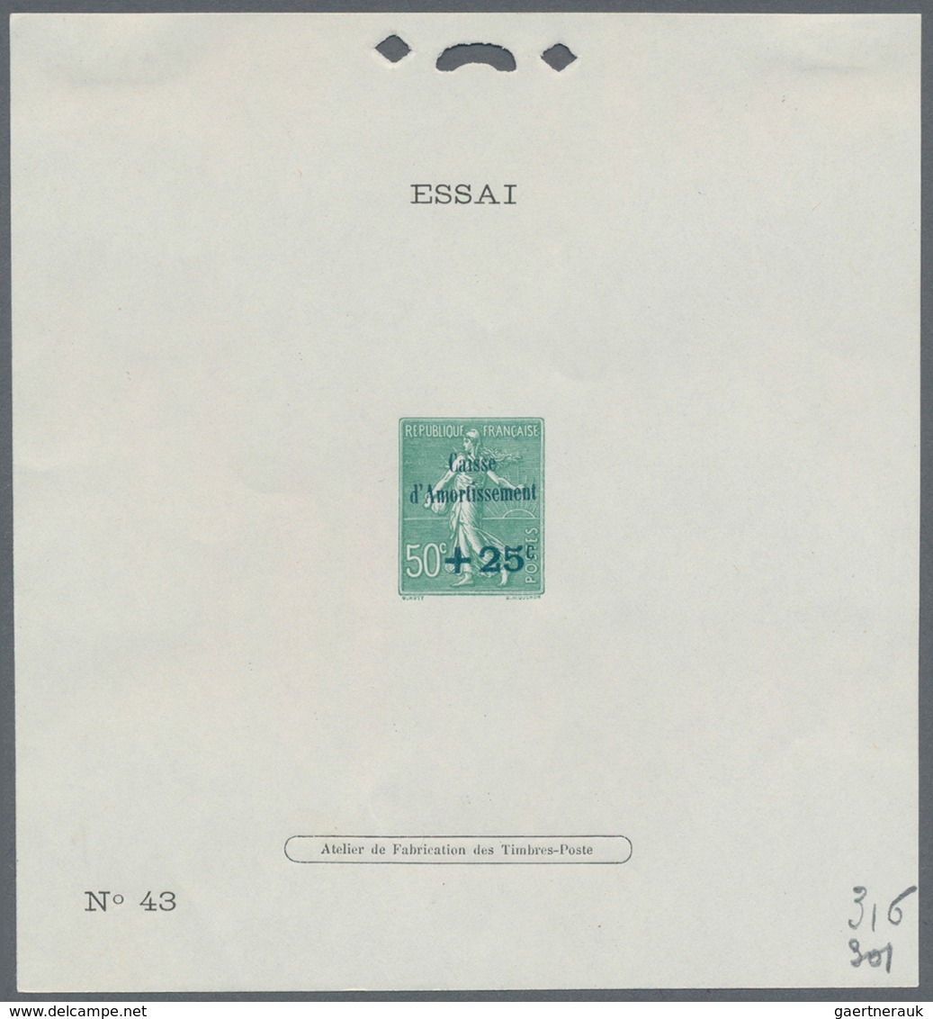 Frankreich: 1927, National Debt Fund, Complete Set Of Three Values Each As Essai (numbered Epreuve D - Covers & Documents