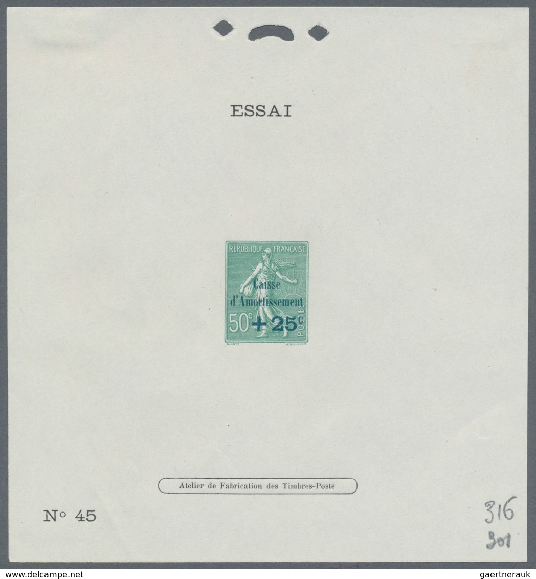 Frankreich: 1927, National Debt Fund, Complete Set Of Three Values Each As Essai (numbered Epreuve D - Covers & Documents