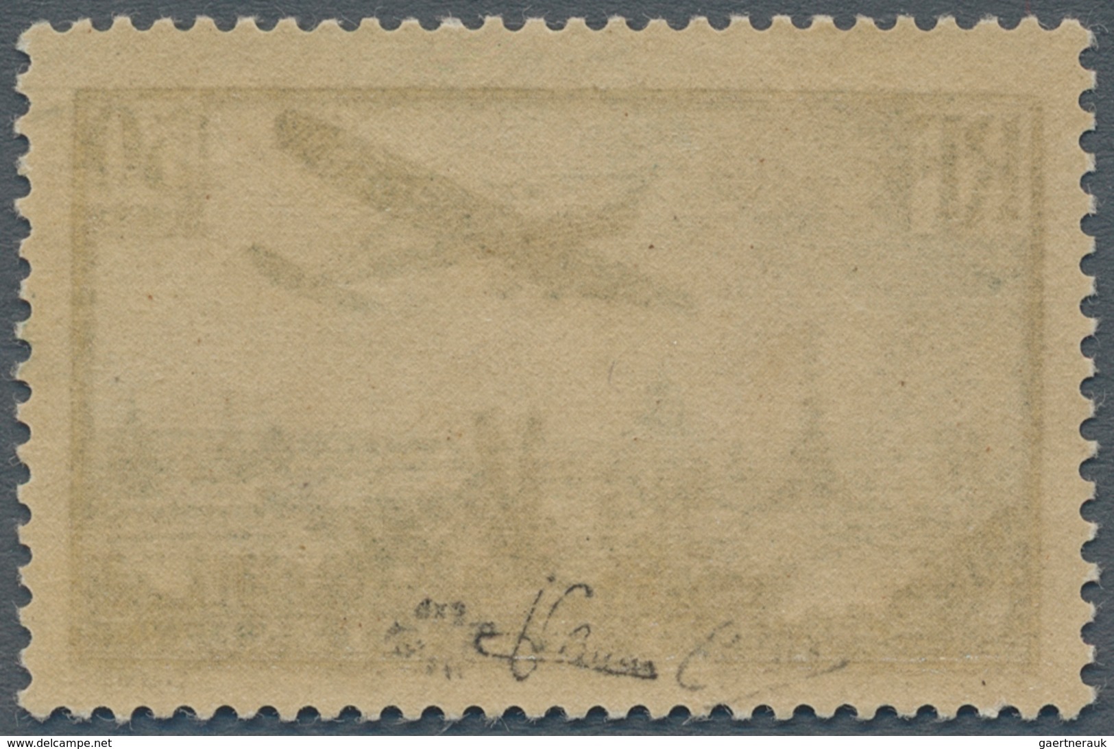 Frankreich: 1936, Airplane Over Paris, 50 Fr Dark Green, Mint And Rare Offered!, Signed (Mi€2.000,-) - Covers & Documents