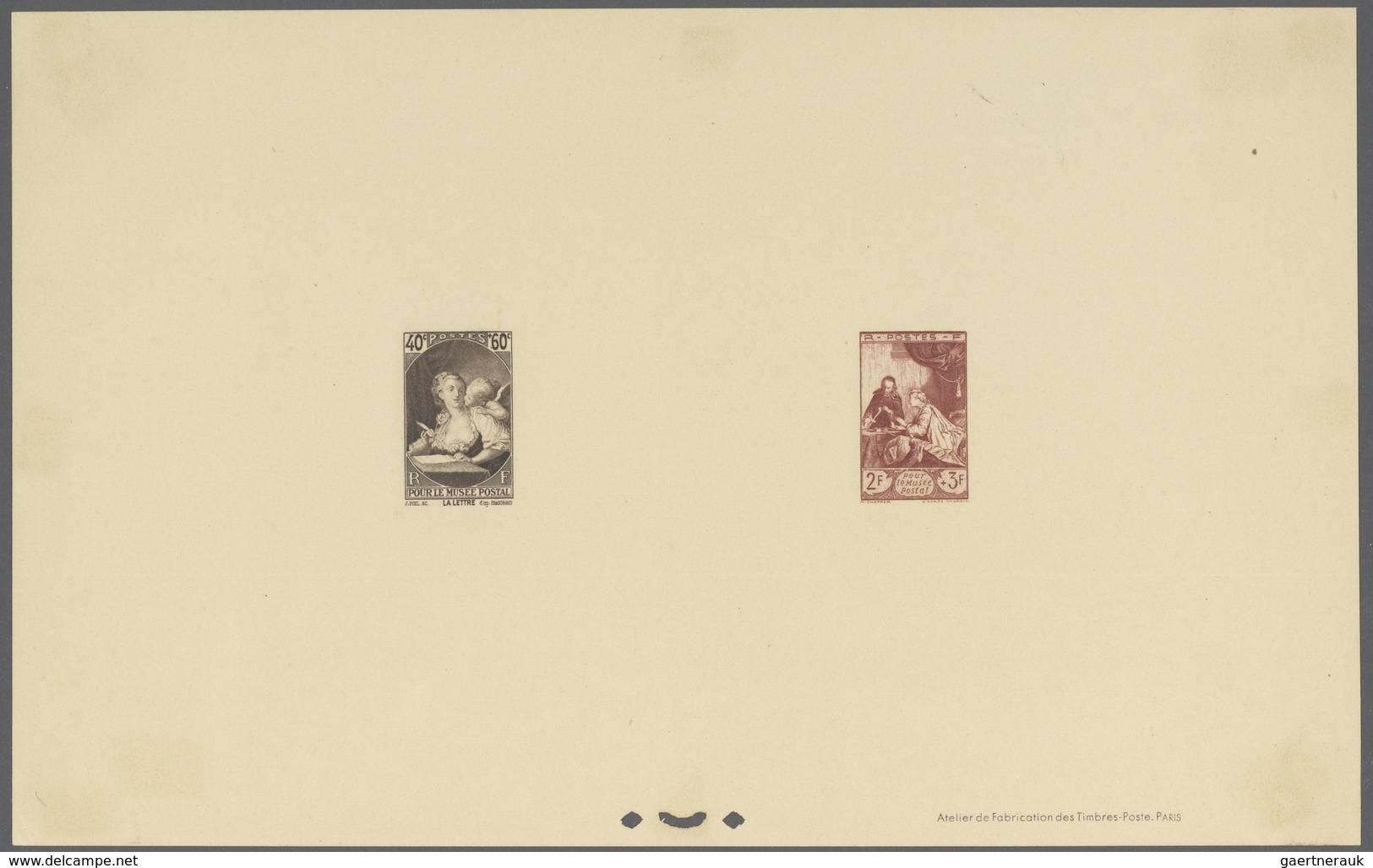 Frankreich: 1939 - 1946, Postal Museum 40 C+60 C And 2 Fr+3 Fr On A Deluxe Sheet. - Covers & Documents
