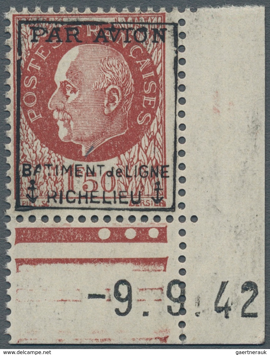 Frankreich: 1942, Marshal Petain 1,50 Fr With Overprint "PAR AVION / BATIMENT De LIGNE / RICHELIEU" - Covers & Documents