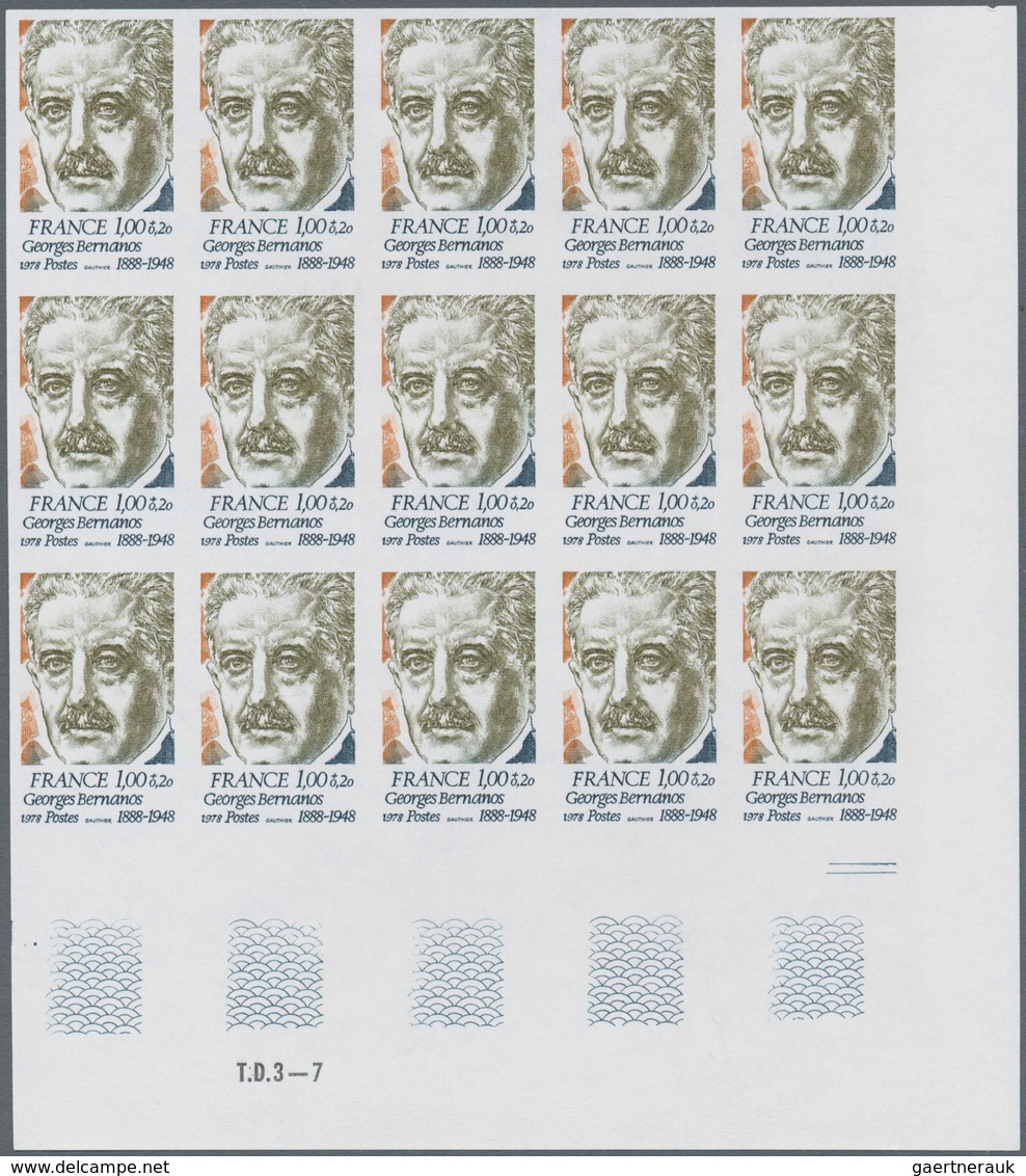 Frankreich: 1978, Prominent persons complete set of six 1.00+0.20fr. Maria Noel, Georges Bernanos, L