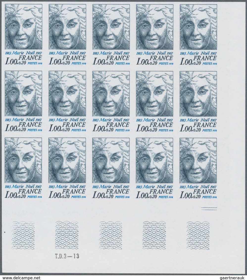 Frankreich: 1978, Prominent persons complete set of six 1.00+0.20fr. Maria Noel, Georges Bernanos, L