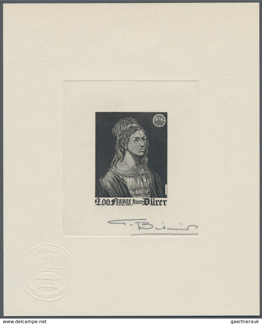 Frankreich: 1980, 2 Fr. Dürer (Philexfrance), 2 Epreuve D'artiste In Black, Once In Published Drawin - Covers & Documents