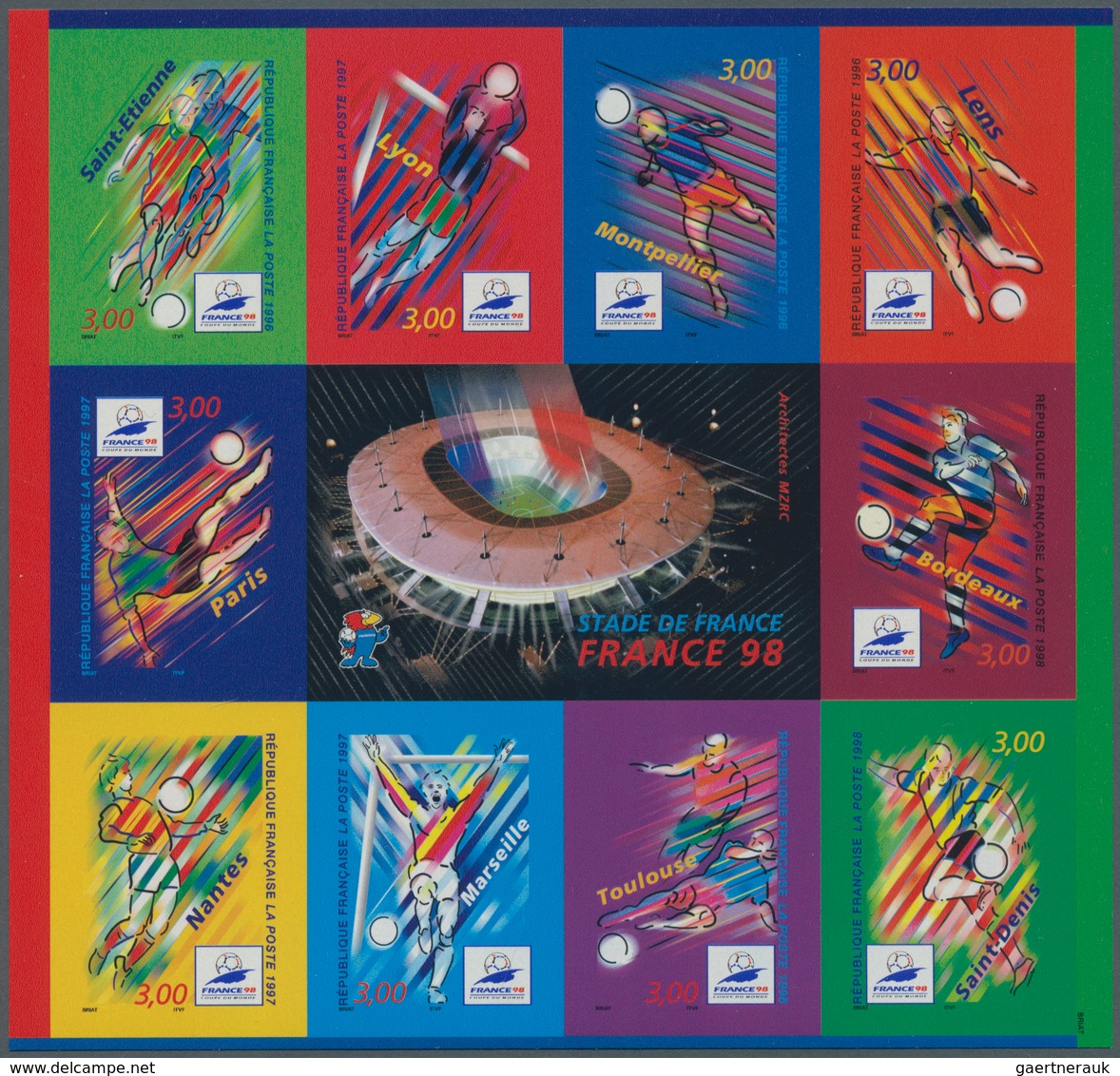 Frankreich: 1998. Football World Cup. Sheetlet, Imperforated, 50 Known Pieces, Rotated Gravure Print - Covers & Documents