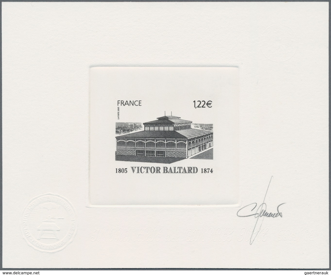 Frankreich: 2005, 200th Birthday Of Victor Baltard, Two Artists Proofs (in Black), Sigend By The Art - Covers & Documents