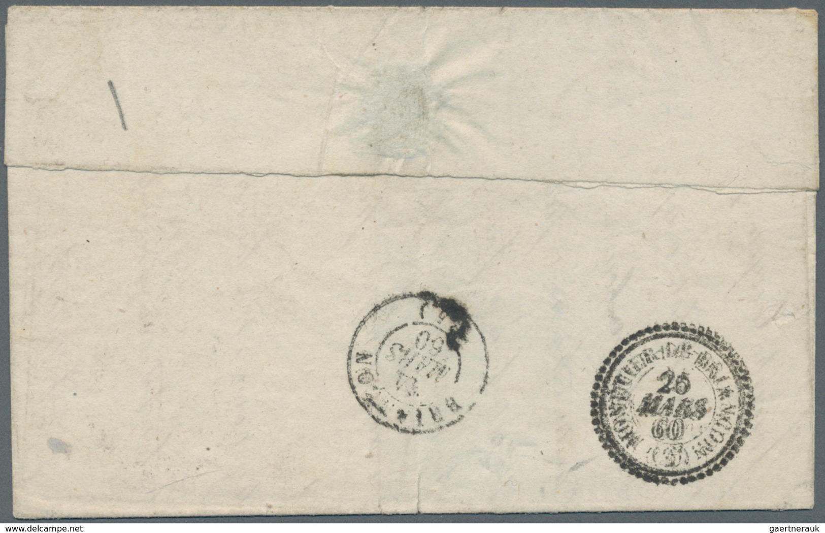 Frankreich - Portomarken: 1860, 10 C Black With Full-wide Margins, Cancelled With Double Circle "BRI - 1960-.... Lettres & Documents