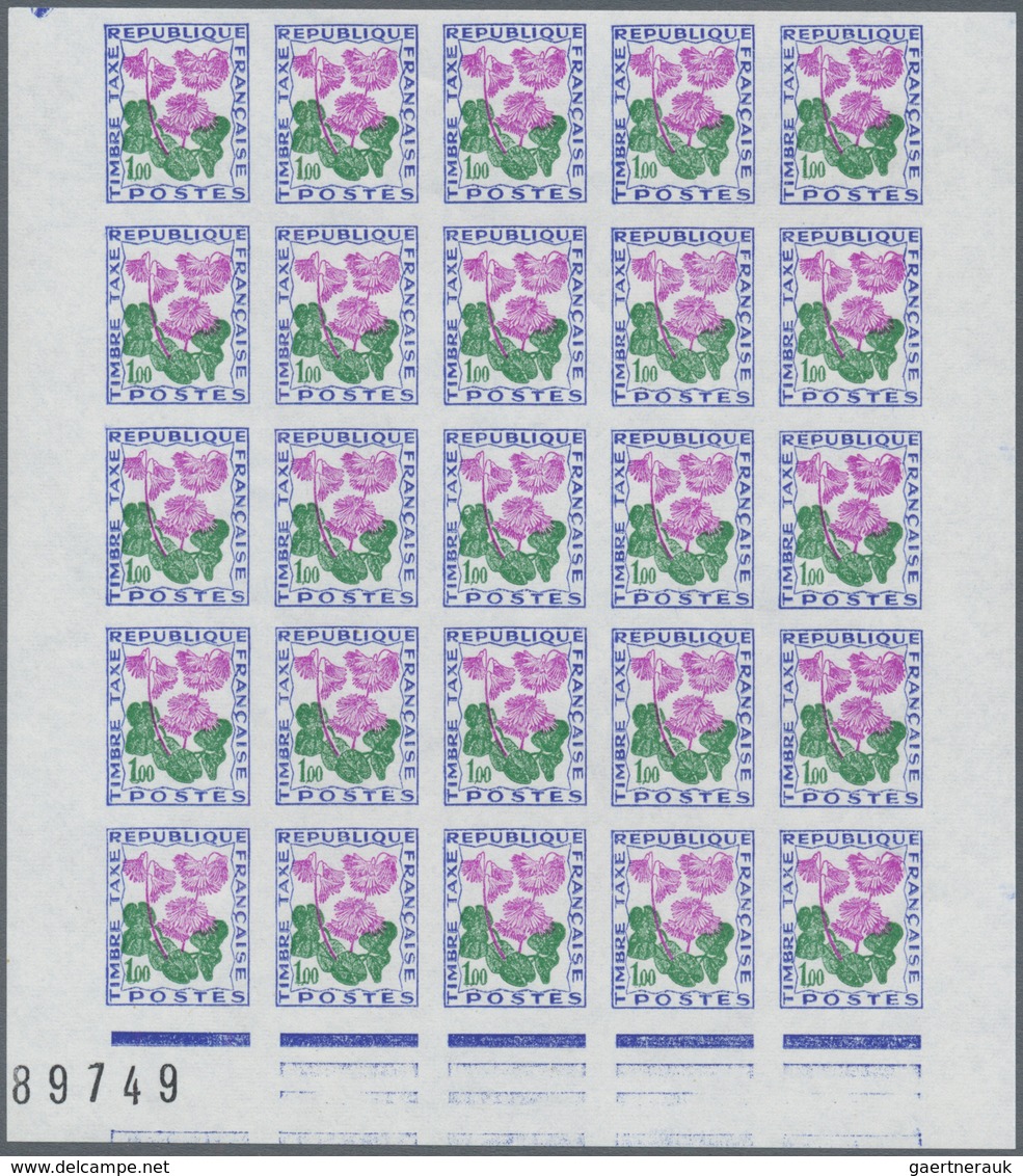 Frankreich - Portomarken: 1964/1971, Postage Dues ‚FLOWERS‘ Complete Set Of Eight In IMPERFORATE Blo - 1960-.... Lettres & Documents