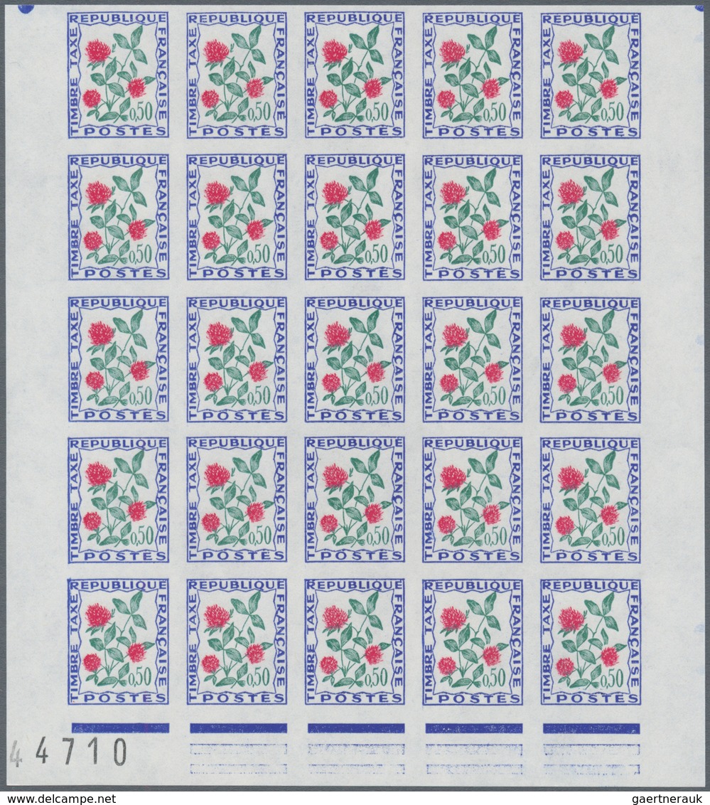 Frankreich - Portomarken: 1964/1971, Postage Dues ‚FLOWERS‘ Complete Set Of Eight In IMPERFORATE Blo - 1960-.... Lettres & Documents