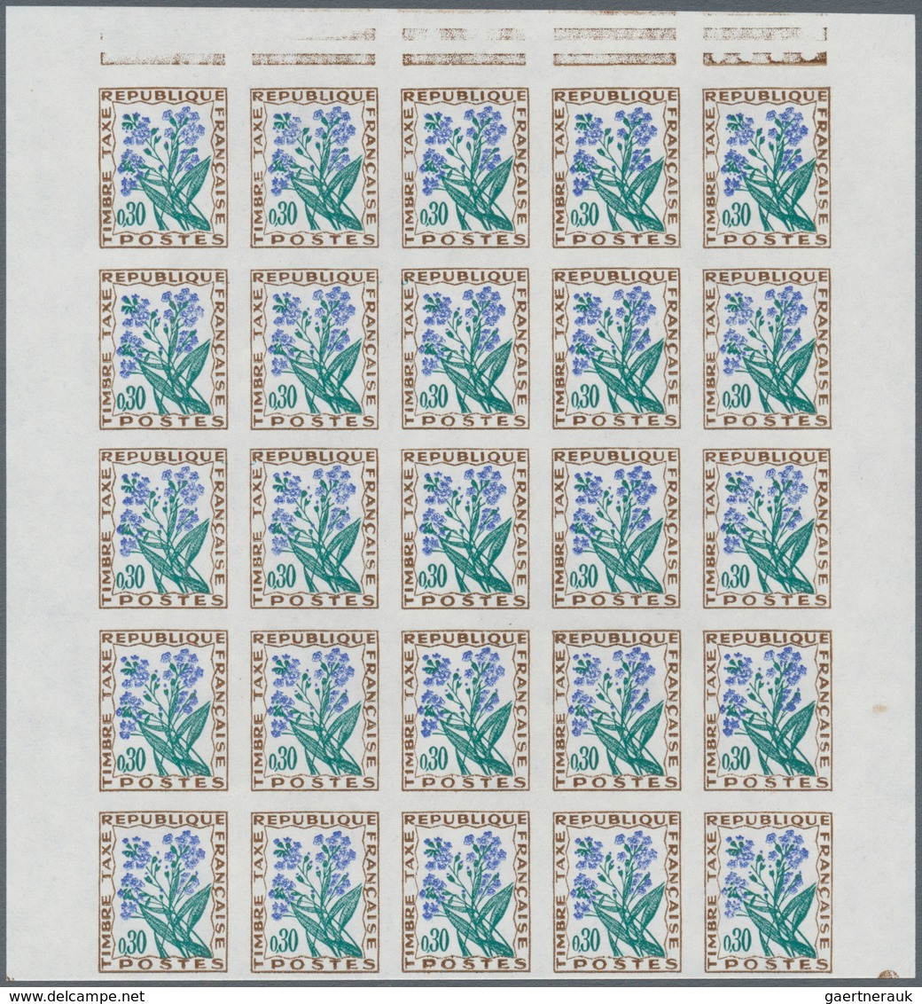 Frankreich - Portomarken: 1964/1971, Postage Dues ‚FLOWERS‘ Complete Set Of Eight In IMPERFORATE Blo - 1960-.... Lettres & Documents