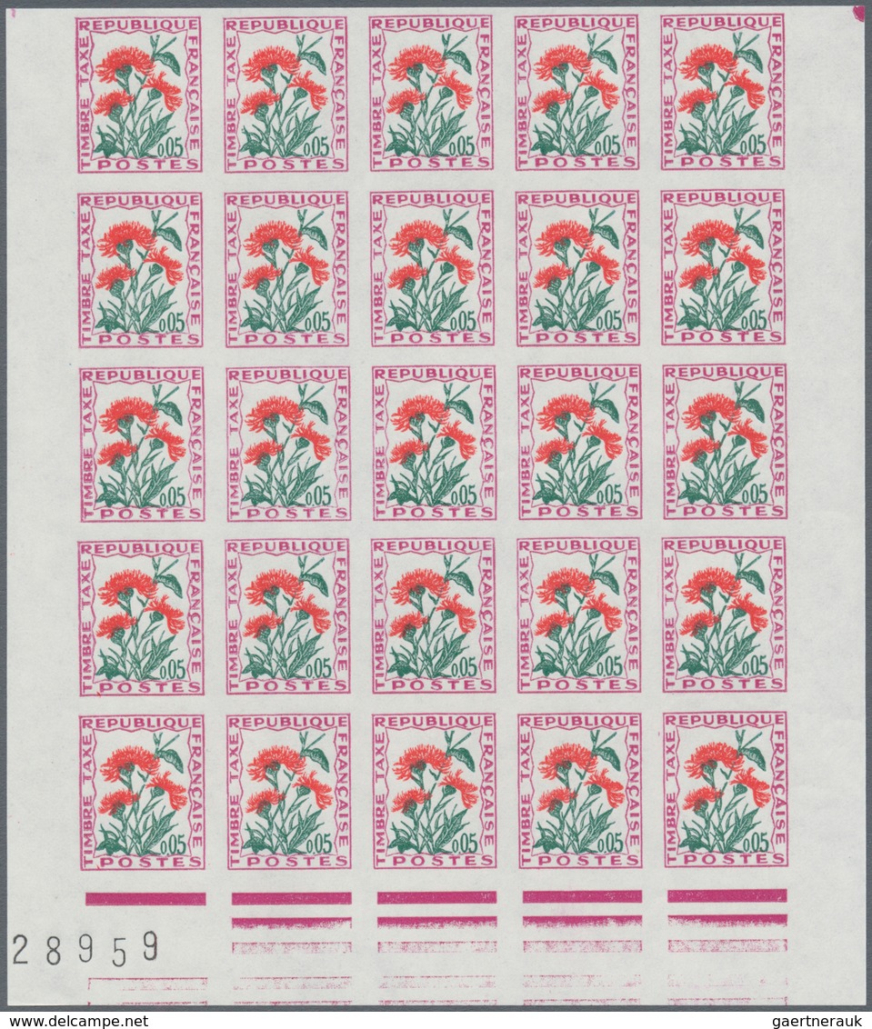Frankreich - Portomarken: 1964/1971, Postage dues ‚FLOWERS‘ complete set of eight in IMPERFORATE blo