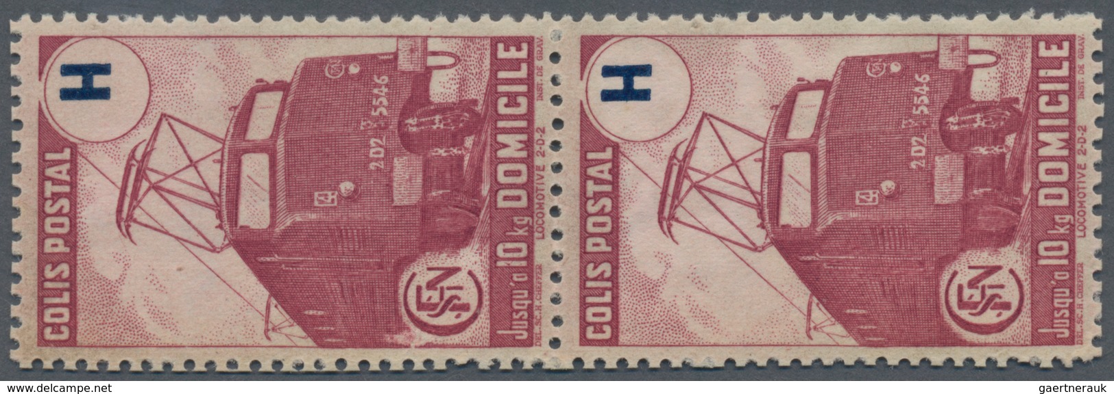 Frankreich - Postpaketmarken: 1945, Electro Locomotive 'red-wine Coloured' (Domicile, Lie-de-vin) In - Sonstige & Ohne Zuordnung