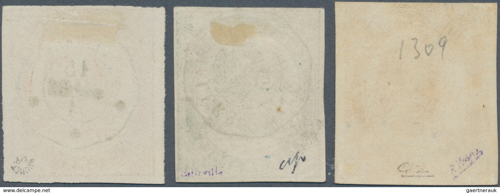Frankreich - Telegrafenmarken: 1868, Eagle 25 C Unused And 50 C, 1 Fr Used, Signed. (Mi€1.150,-). - Télégraphes Et Téléphones
