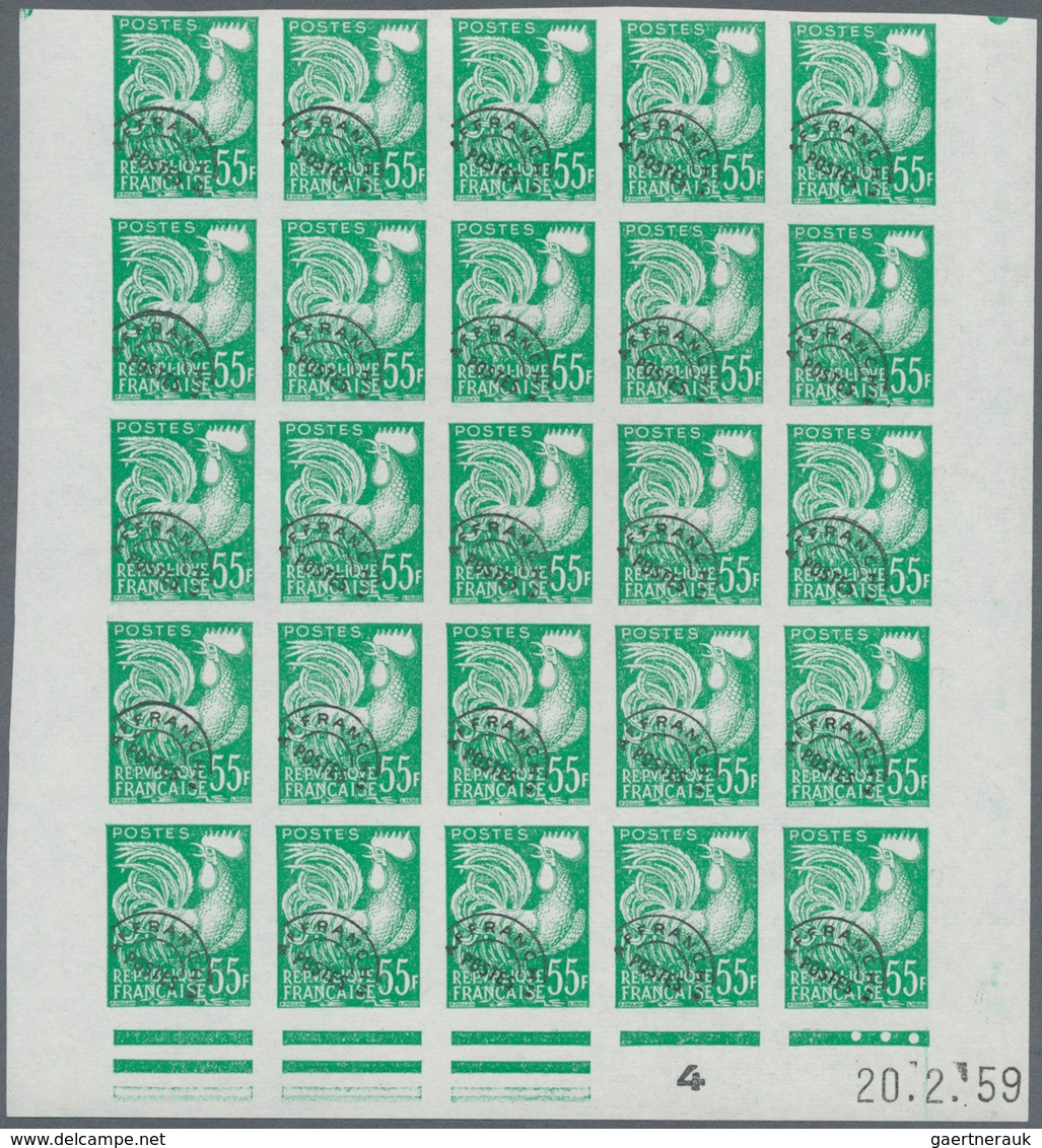 Frankreich - Vorausentwertungen: 1959, Precancels ‚Gallic Cock‘ Complete Set Of Four In IMPERFORATE - Sonstige & Ohne Zuordnung