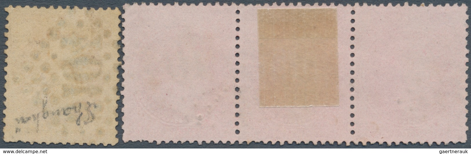 Französische Post In China: 1868/1878, GC "5104" Shanghai, Empire Laure 80c. Rose Horizonal Strip Of - Other & Unclassified