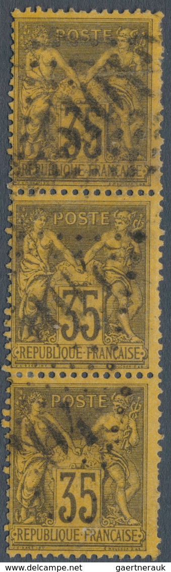 Französische Post In China: 1868/1878, GC "5104" Shanghai, Empire Laure 80c. Rose Horizonal Strip Of - Other & Unclassified