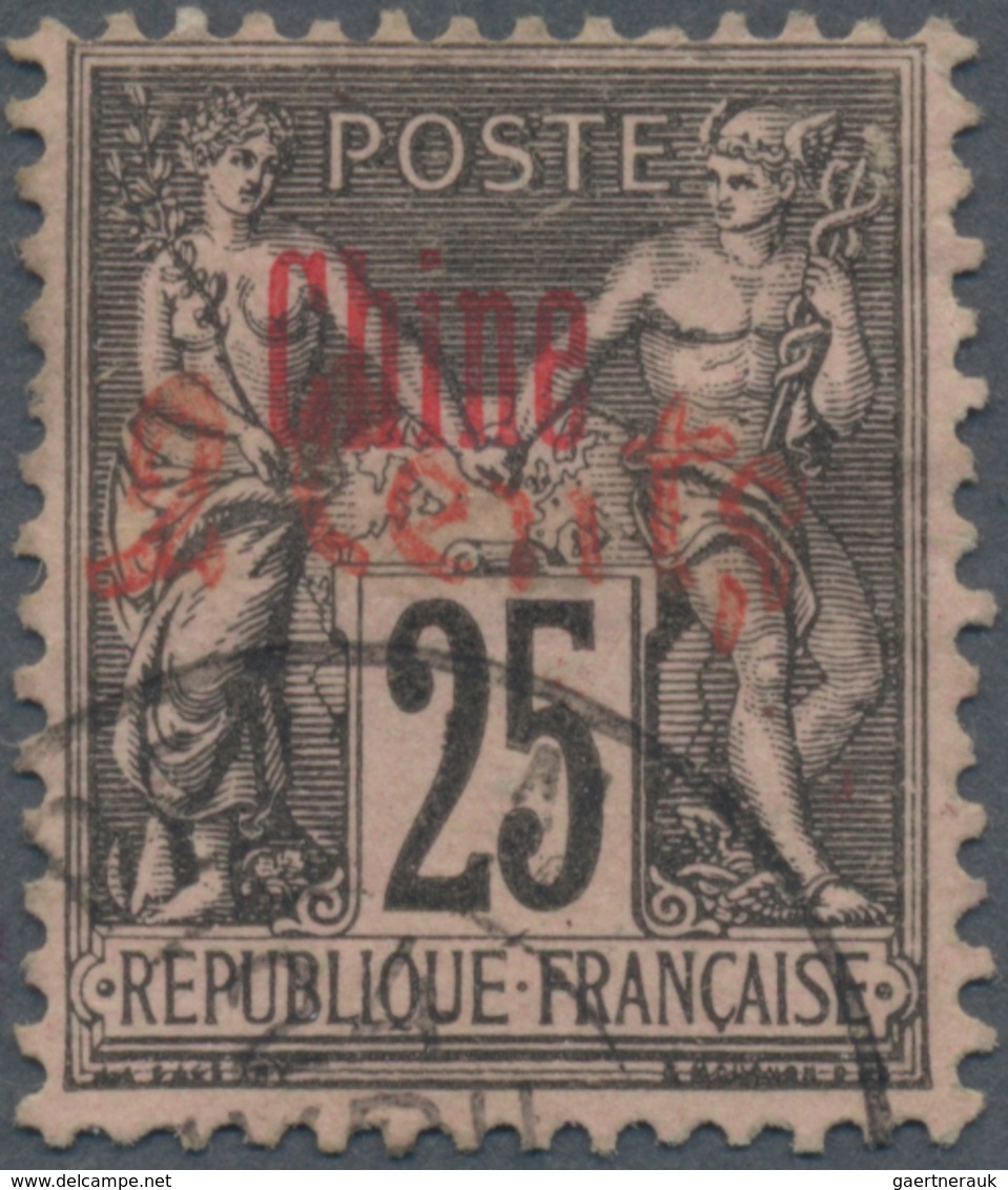 Französische Post In China: 1901, Peking Overprints, 2c. On 25c. Black/rose Neatly Cancelled, Signed - Autres & Non Classés