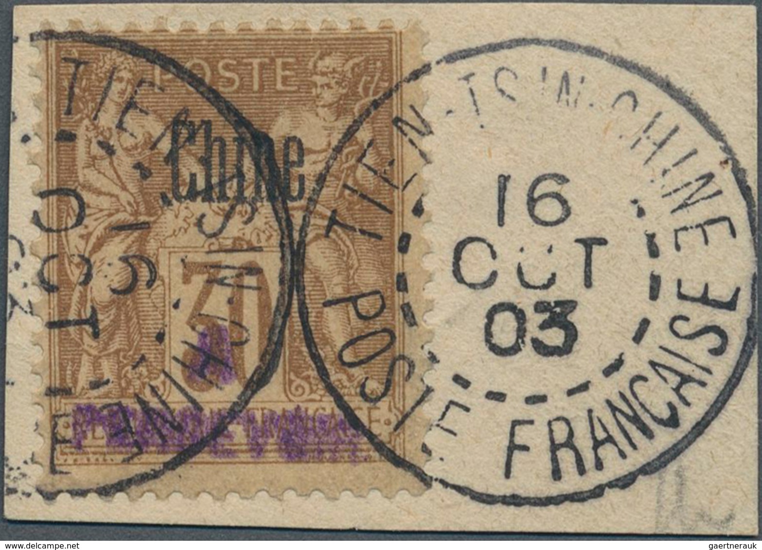 Französische Post In China - Portomarken: 1903, "A PERCEVOIR" Horizontal Overprint In Violet On 30c. - Autres & Non Classés