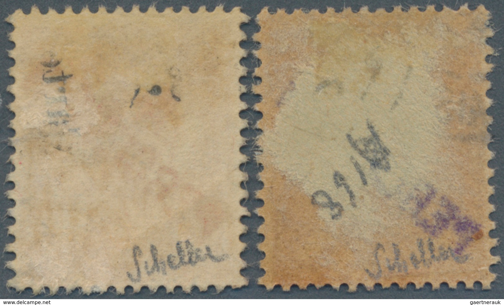 Französische Post In China - Portomarken: 1903, Provisional Handstamps, 10c. Rose With Red Resp. Vio - Sonstige & Ohne Zuordnung