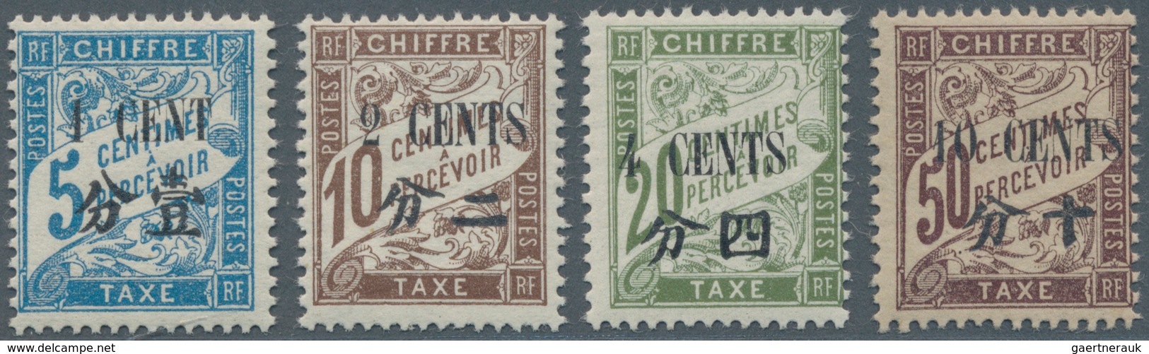 Französische Post In China - Portomarken: 1922, Overprints On France Type "Duval", Complete Set Of F - Other & Unclassified