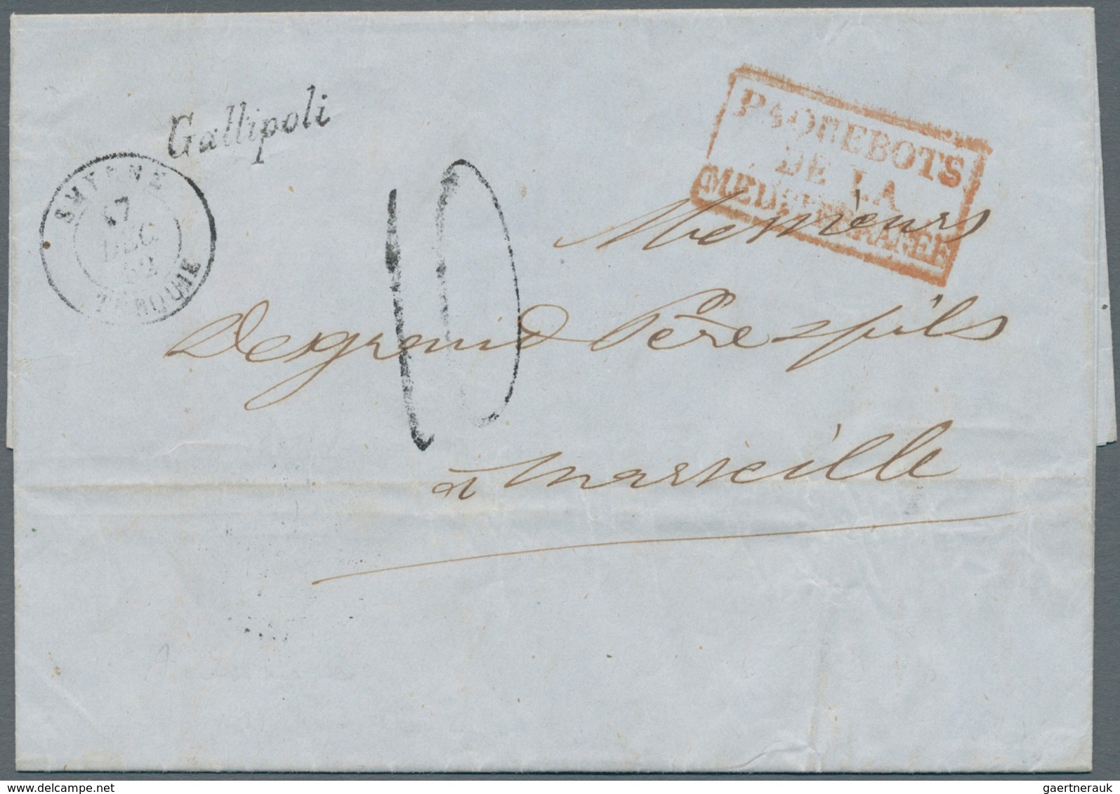 Französische Post In Der Levante: 1852. Stampless Envelope Written From Andrinople Dated '11th Dec 1 - Autres & Non Classés