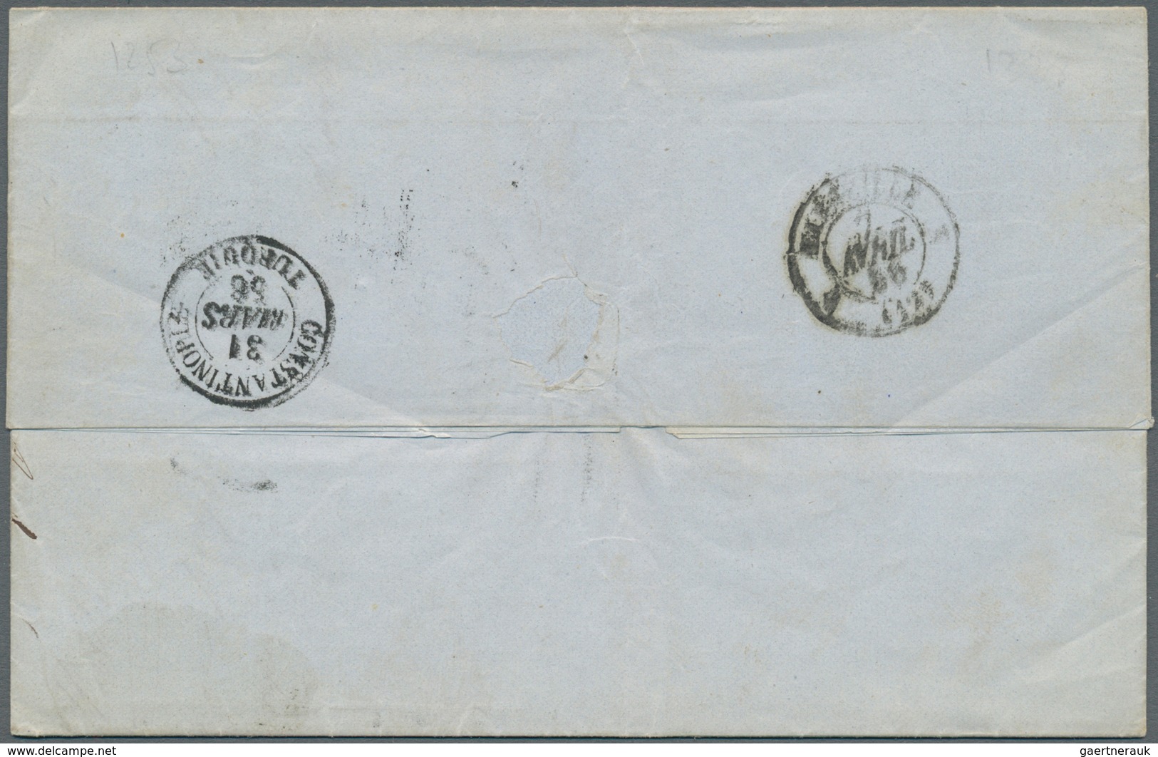 Französische Post In Der Levante: 1856. Stampless Envelope Written From Kamiesh Dated '29th March' A - Autres & Non Classés