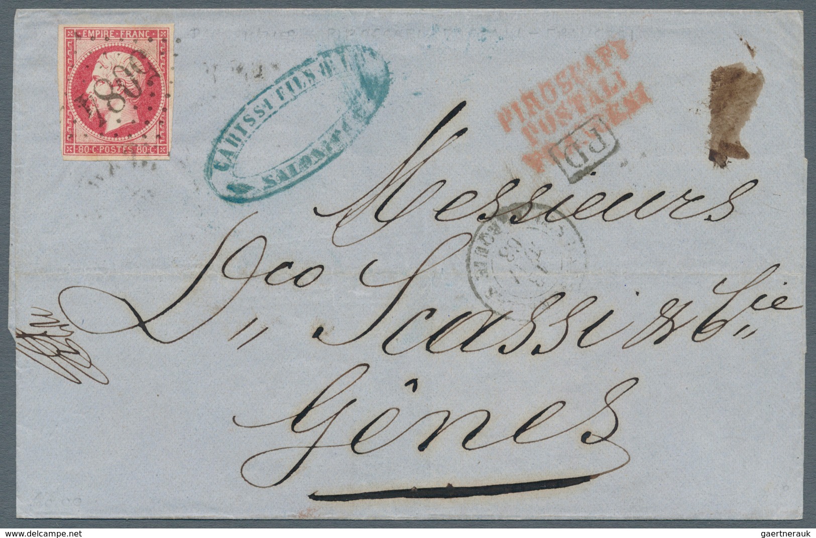 Französische Post In Der Levante: 1863, 80c. Napoleon Nd, Single Franking On Lettersheet Clearly Obl - Other & Unclassified