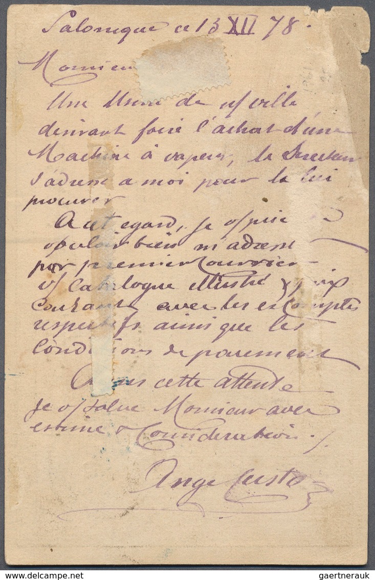 Französische Post In Der Levante: 1878. Postal Stationery Post Card Addressed To France Bearing Fren - Other & Unclassified