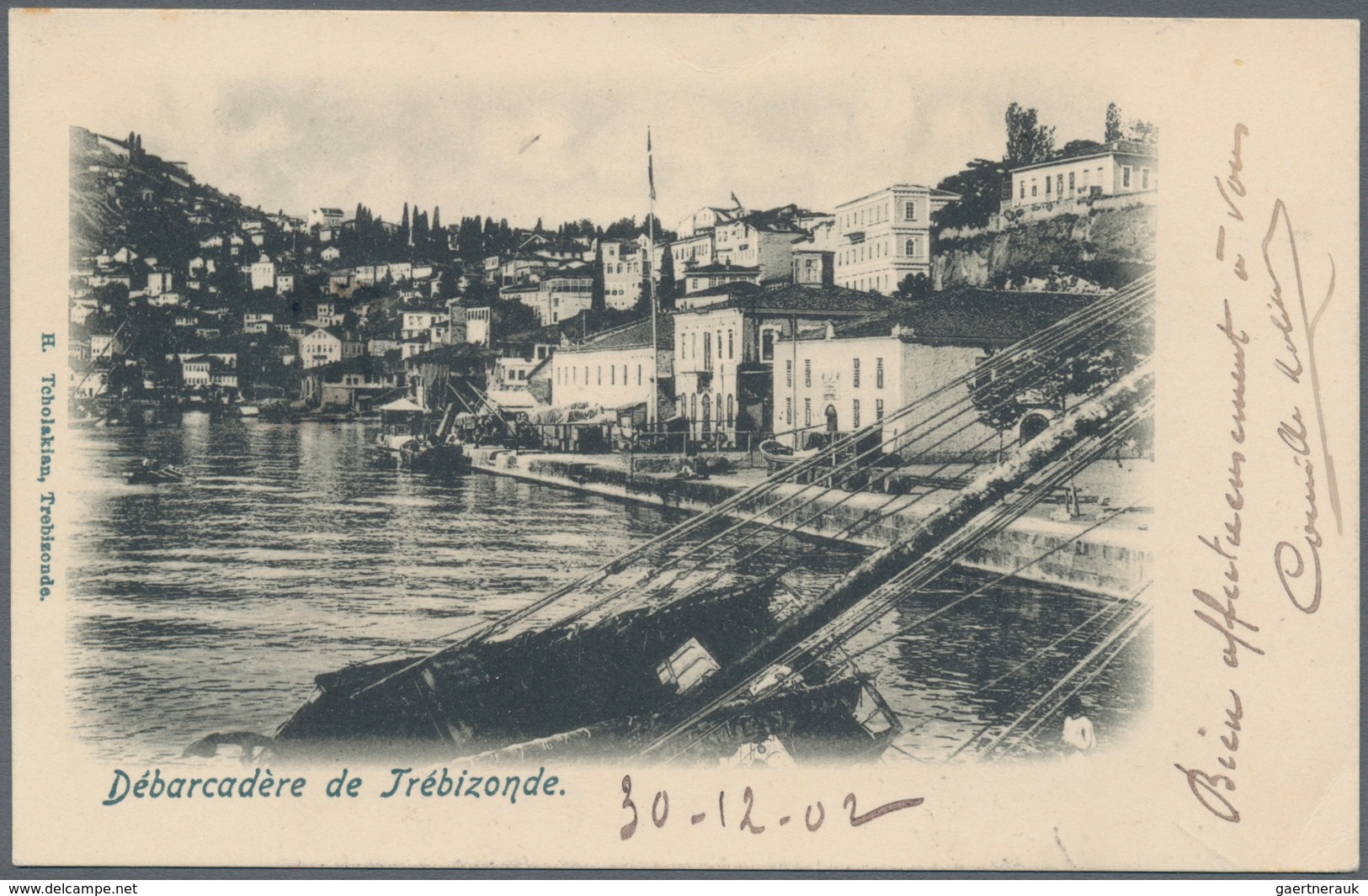 Französische Post in der Levante: 1902, Trebizonde (Trapezunt, Trabzon), three registered ppc (city