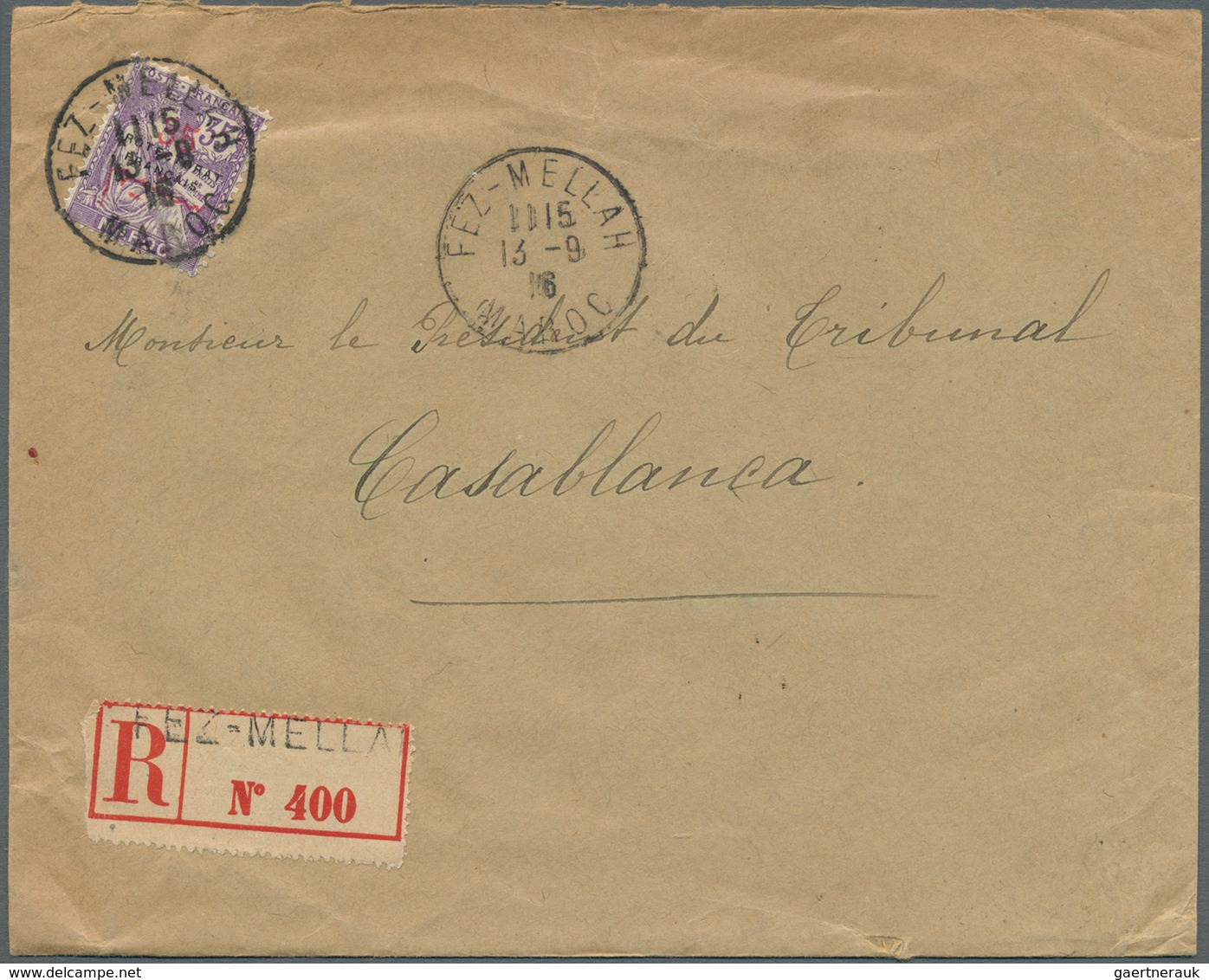 Französische Post In Marokko: 1916. Registered Envelope Addressed To Casablanca Bearing French Maroc - Other & Unclassified