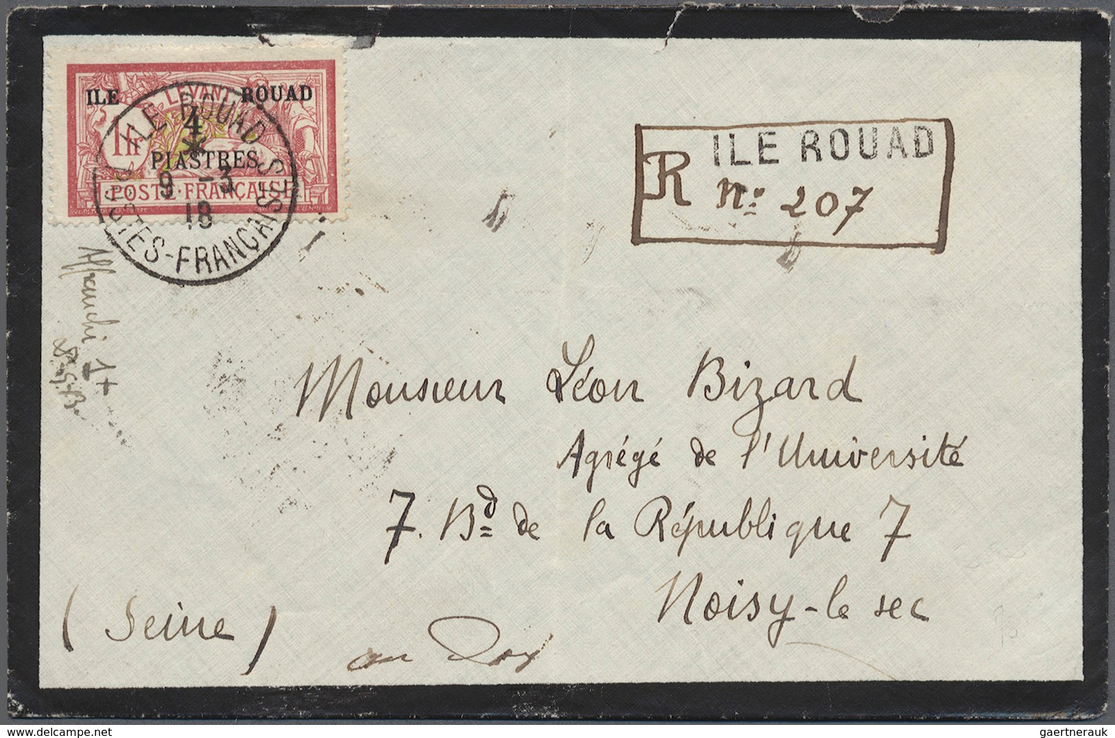 Französische Besetzung I. WK - Insel Ruad: 1918. Registered Mourning Envelope Addressed To France Be - Other & Unclassified