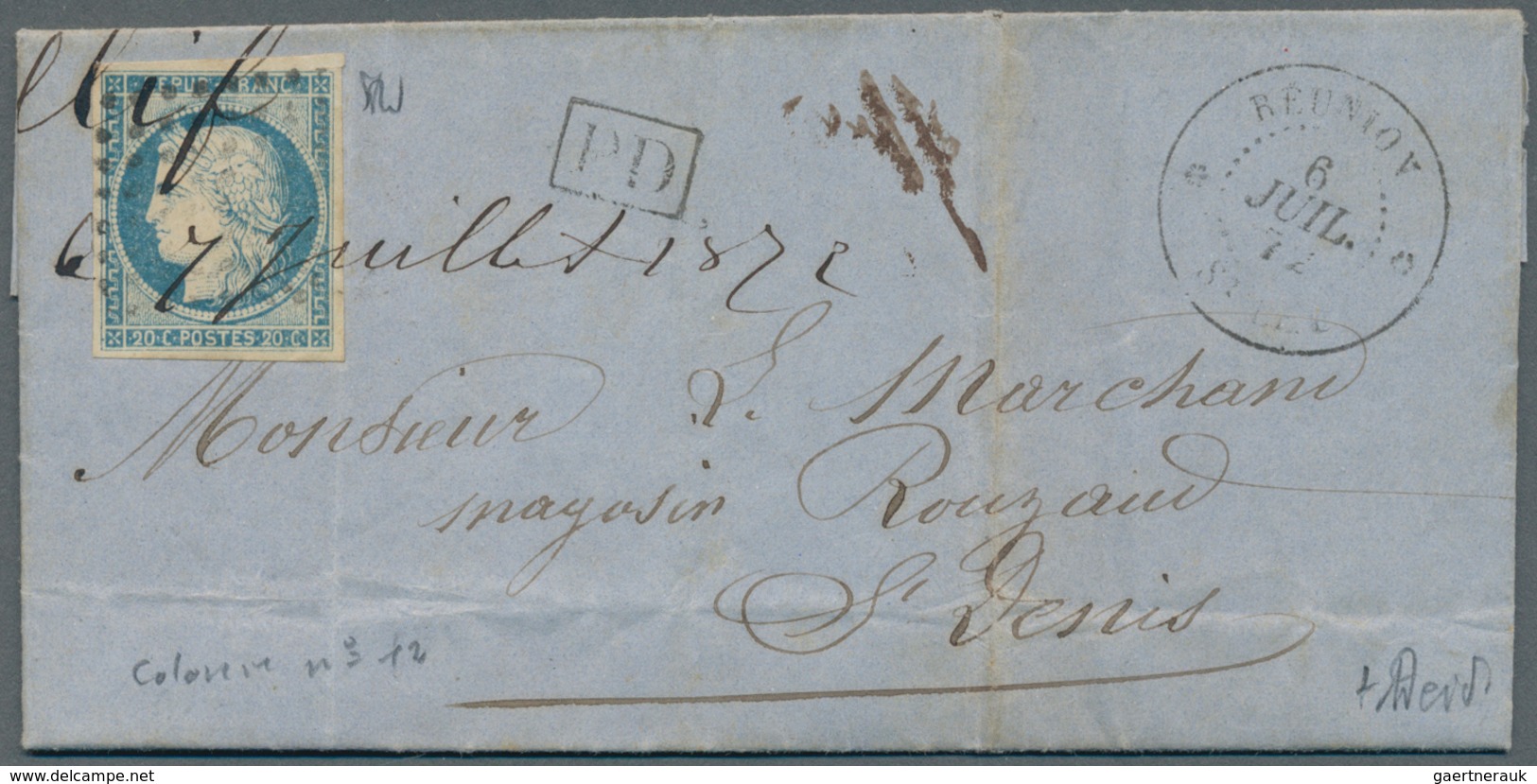 Französische Kolonien - Allgemeine Ausgabe: 1872, Folded Letter Franked With 20 Cent. Ceres Regular - Other & Unclassified