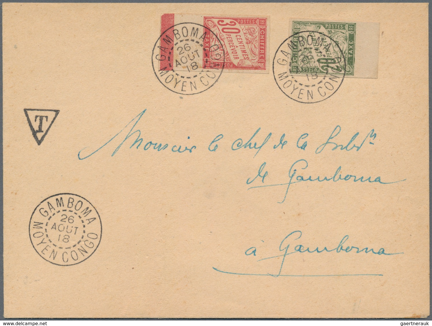 Französische Kolonien - Portomarken: 1893/1906, Middle Congo: 20 C Olive-green And 30 C Carmine Post - Autres & Non Classés